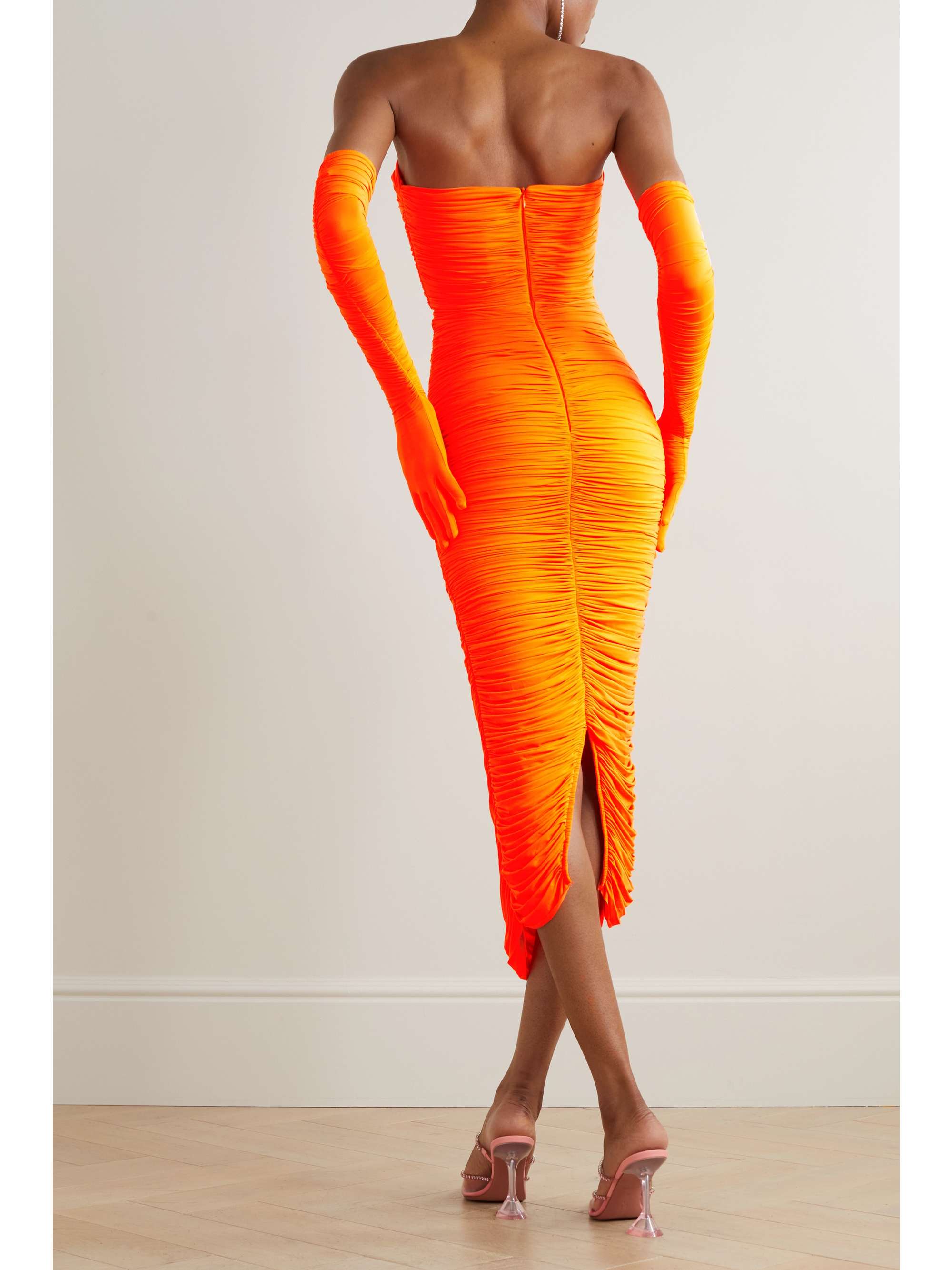ALEX PERRY Clarion strapless ruched stretch-jersey dress and gloves set