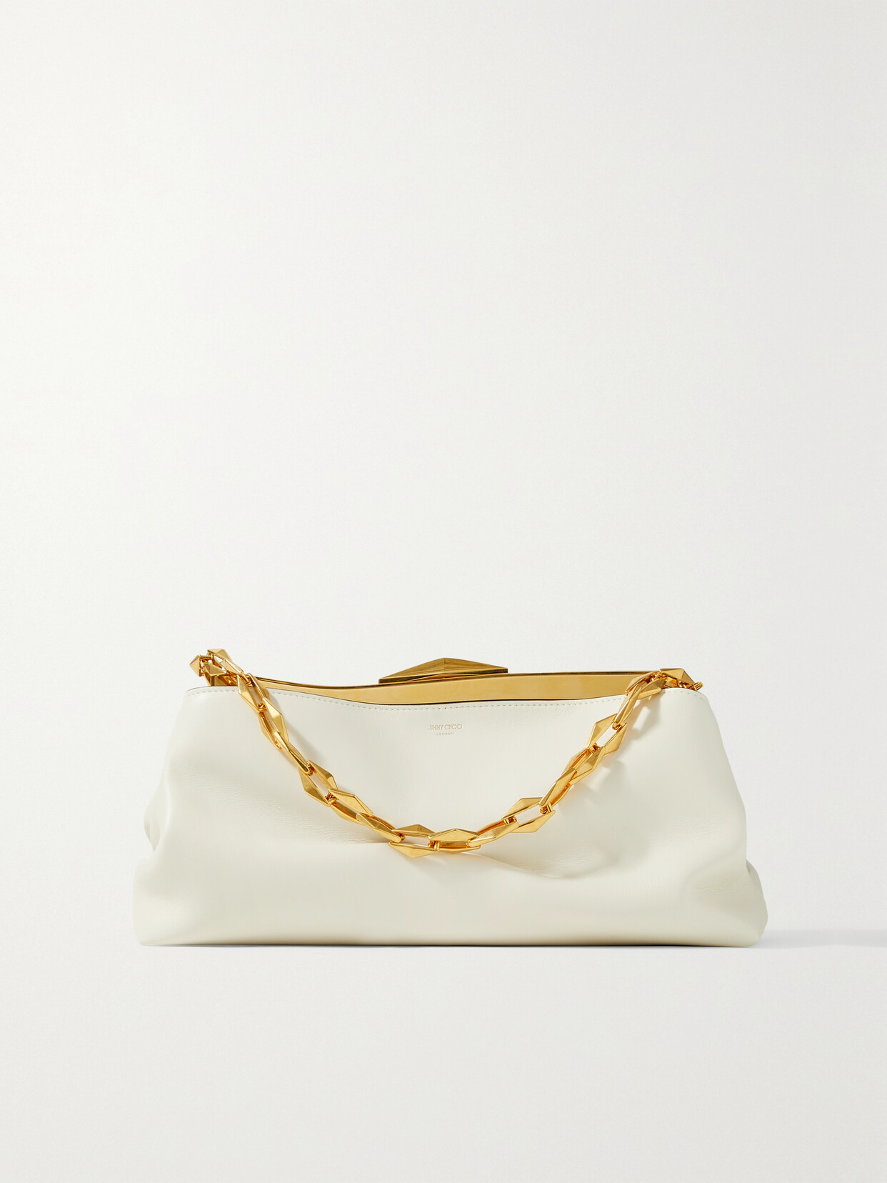 Jimmy Choo - Bonny Leather And Gold-tone Clutch - Off-white