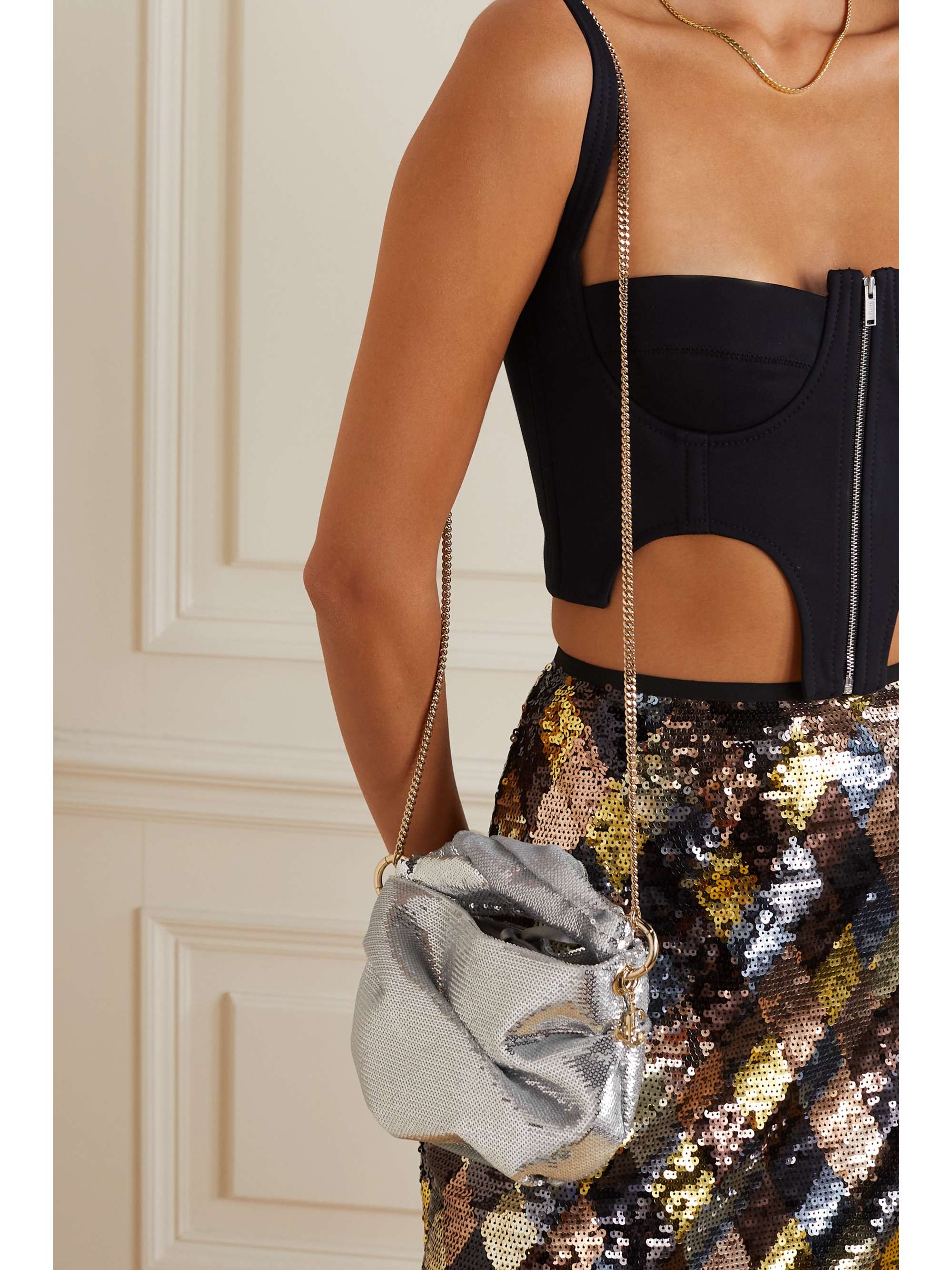 JIMMY CHOO Bonny sequined satin shoulder bag