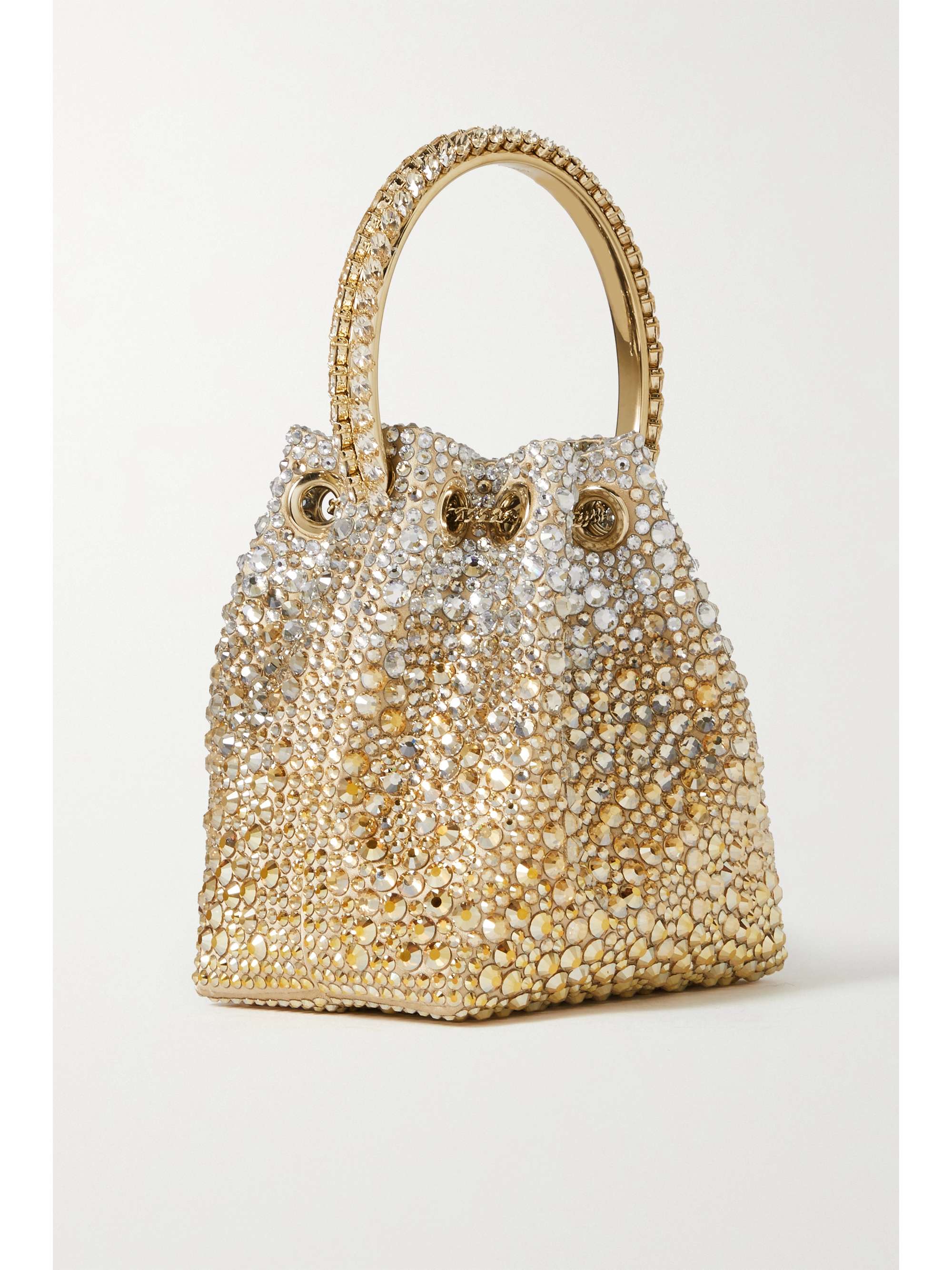 Gold Bon Bon crystal-embellished satin mini bag | JIMMY CHOO | NET-A-PORTER