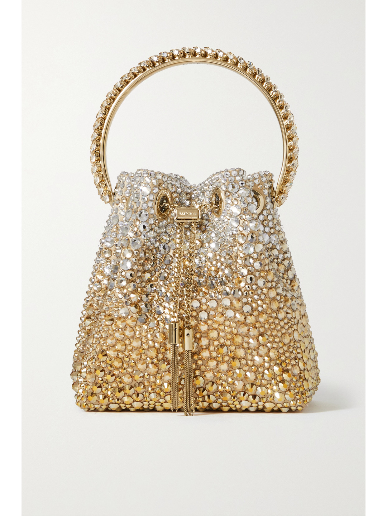 Jimmy Choo - Bon Bon Crystal-embellished Satin Mini Bag - Gold