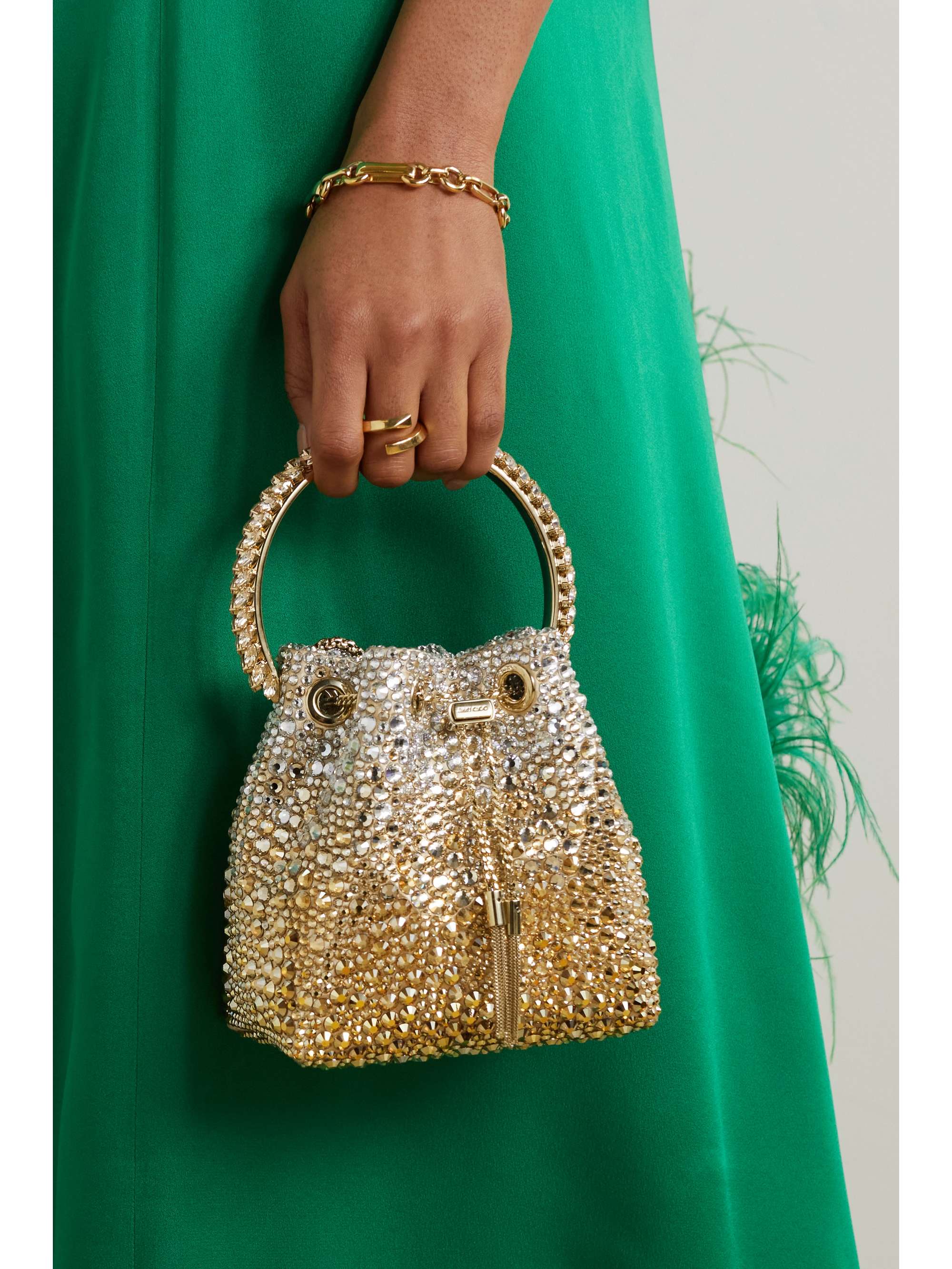 Satin mini-bag with crystals