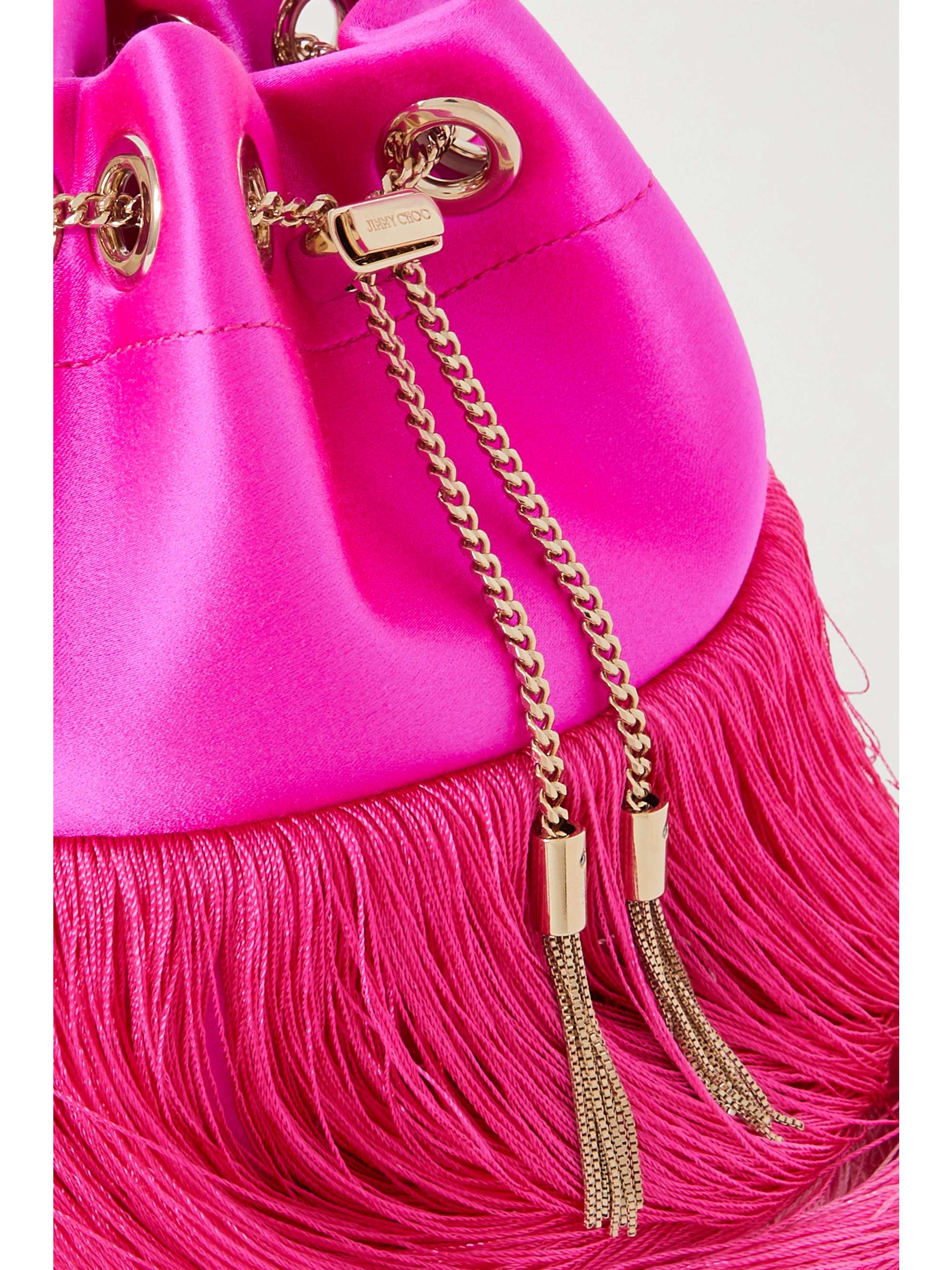 JIMMY CHOO Bon Bon fringed satin tote