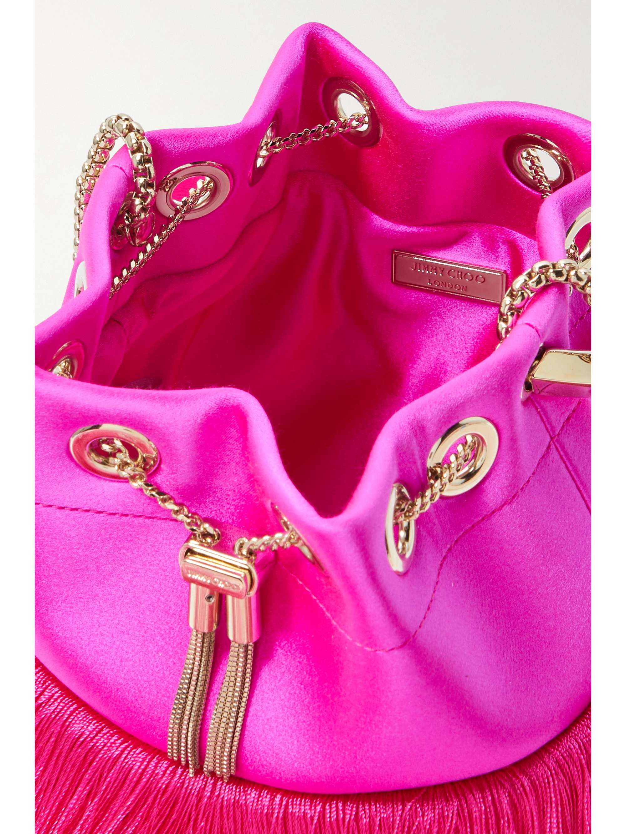 JIMMY CHOO Bon Bon fringed satin tote