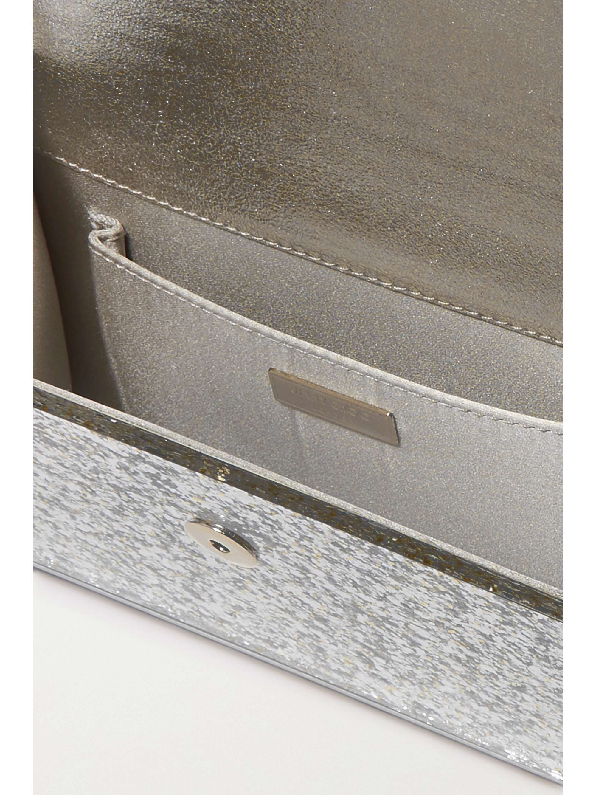 JIMMY CHOO Candy glittered acrylic and metallic leather clutch