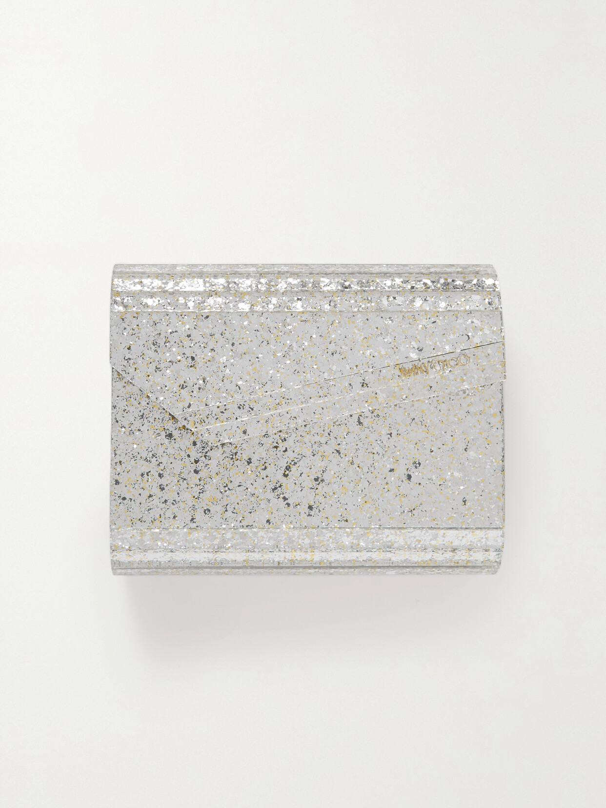 Shop Jimmy Choo Candy Glittered Acrylic And Metallic Leather Clutch In Gold