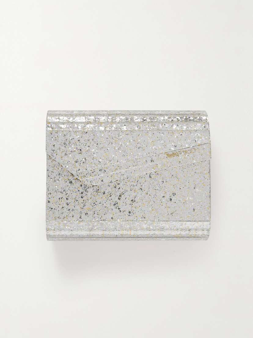 Jimmy Choo Candy Glittered Acrylic And Metallic Leather Clutch