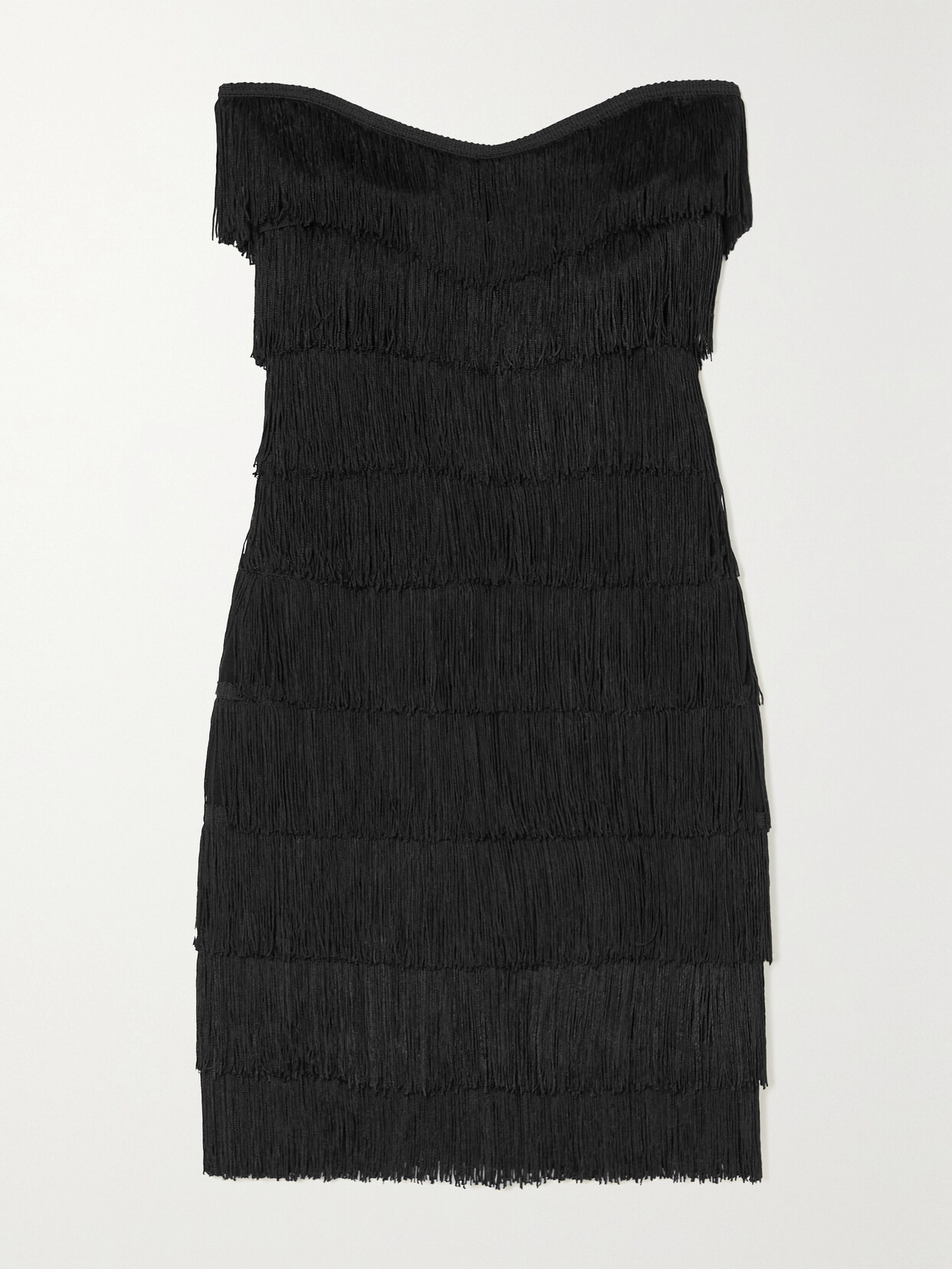 Norma Kamali Strapless Fringed Stretch-jersey Mini Dress