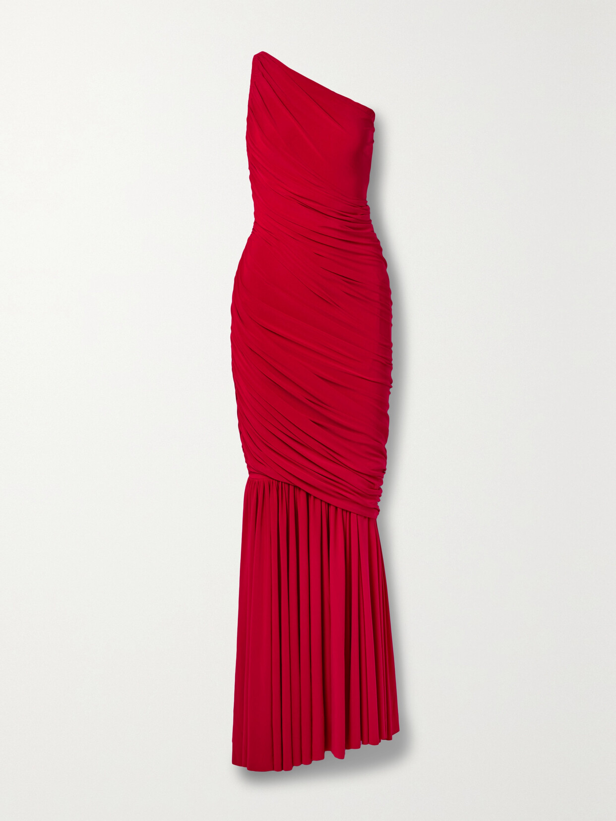 Norma Kamali - Diana One-shoulder Ruched Stretch-jersey Gown - Red