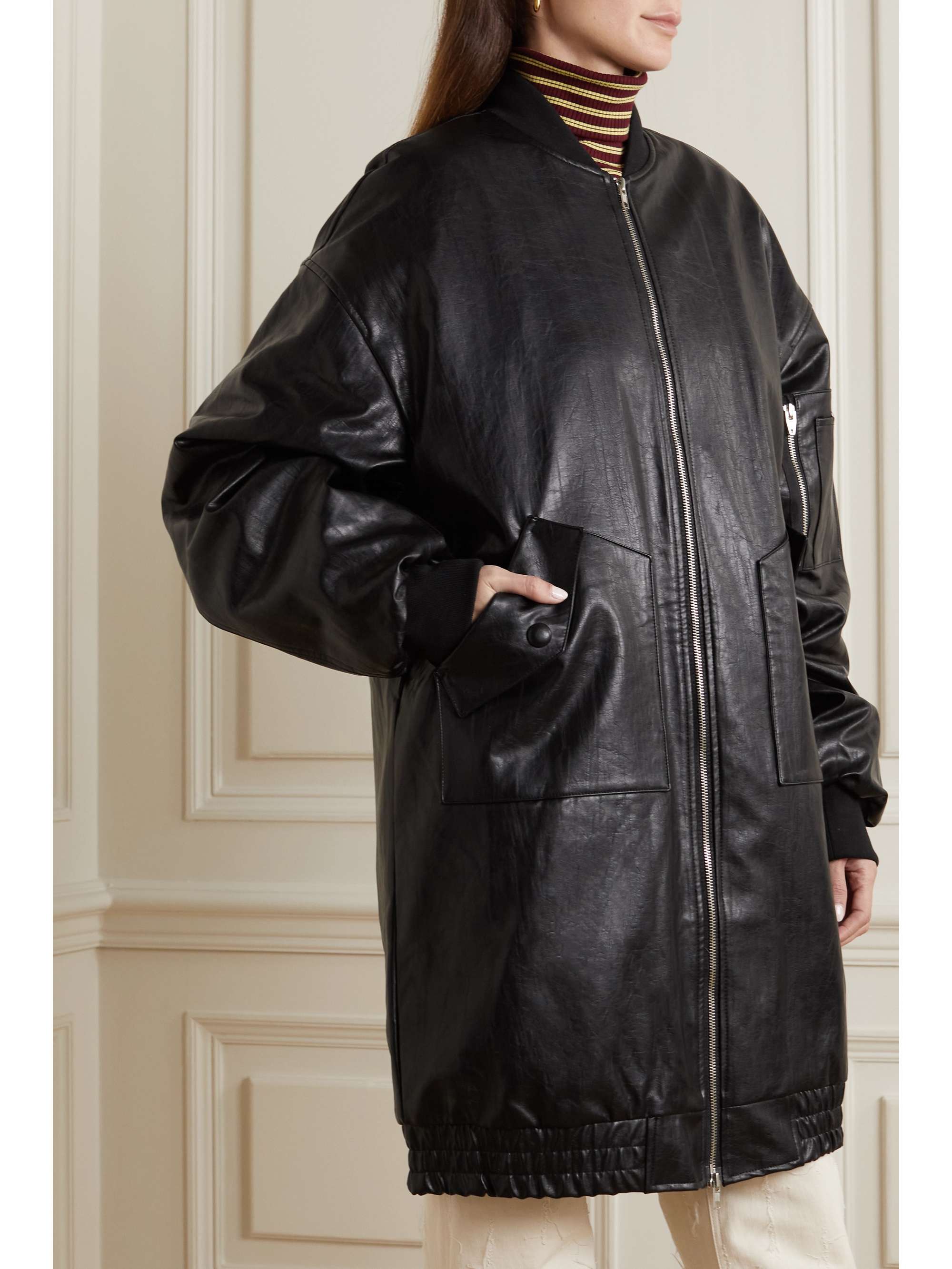 oversized pu leather jacket