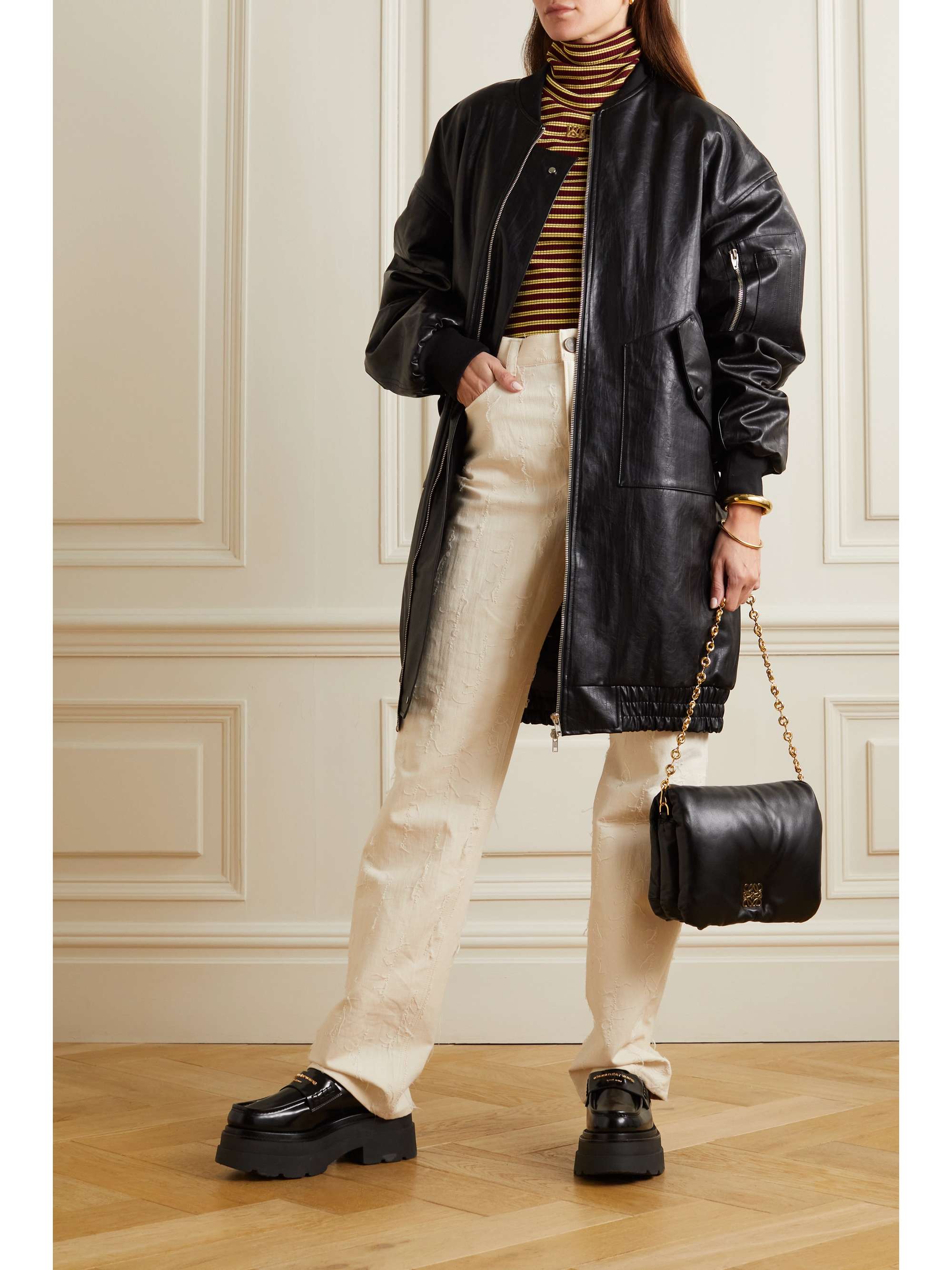 Black Jesse oversized faux-leather bomber jacket | FRANKIE SHOP | NET-A-PORTER
