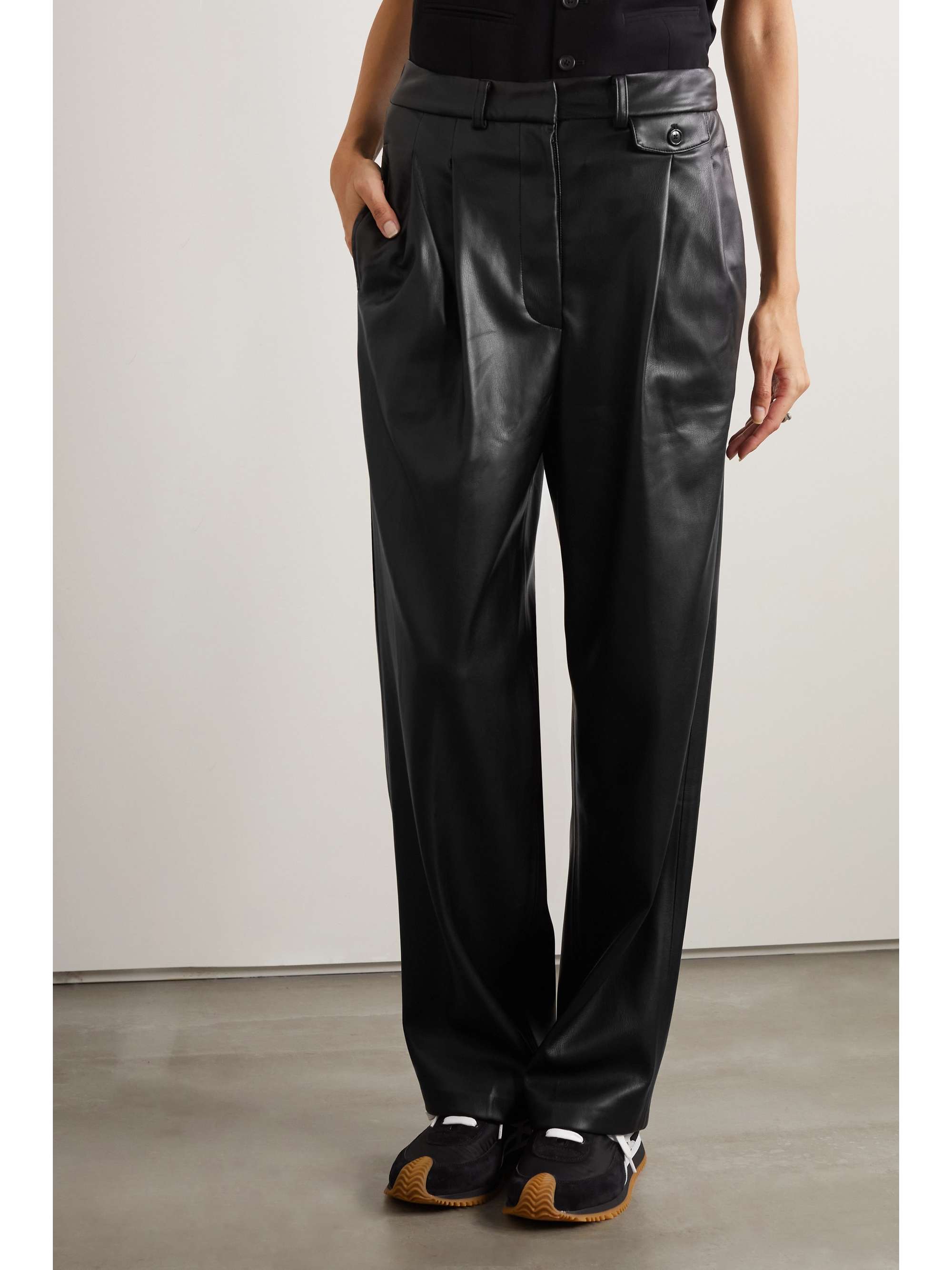 faux leather straight leg pants zara