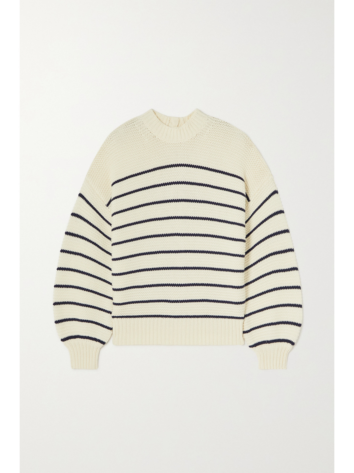 Alex Mill - Striped Button-embellished Cotton Sweater - Ivory