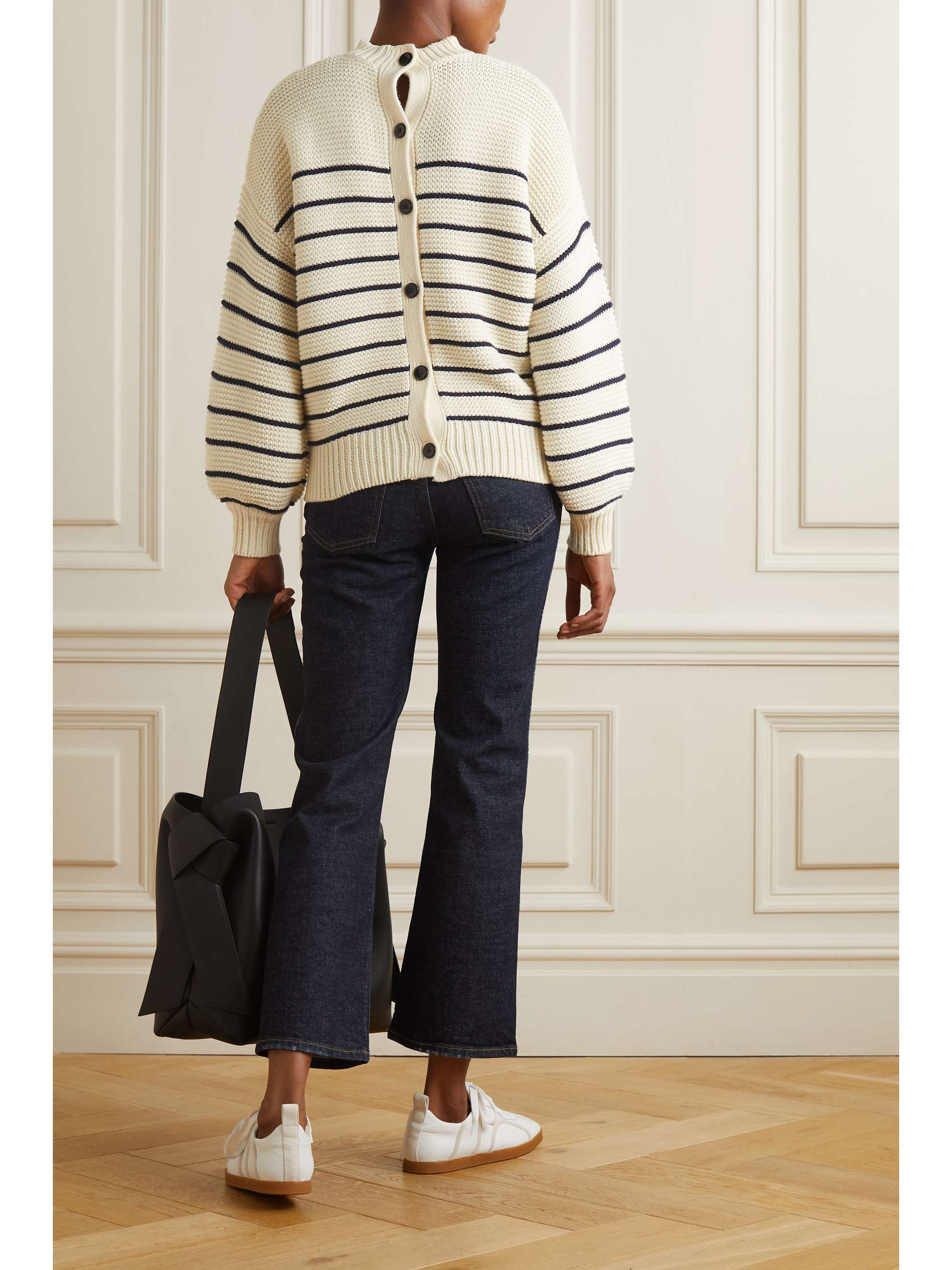 ALEX MILL Pull en coton à rayures et à boutons