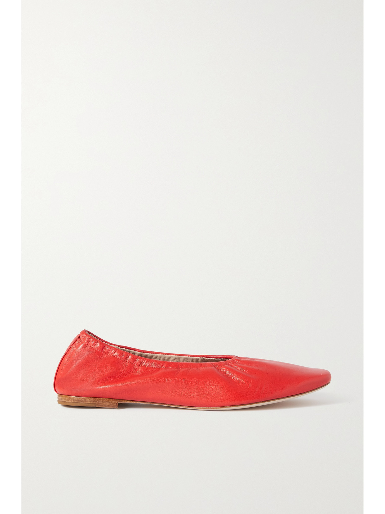 Porte & Paire Gathered Leather Ballet Flats In Red ModeSens