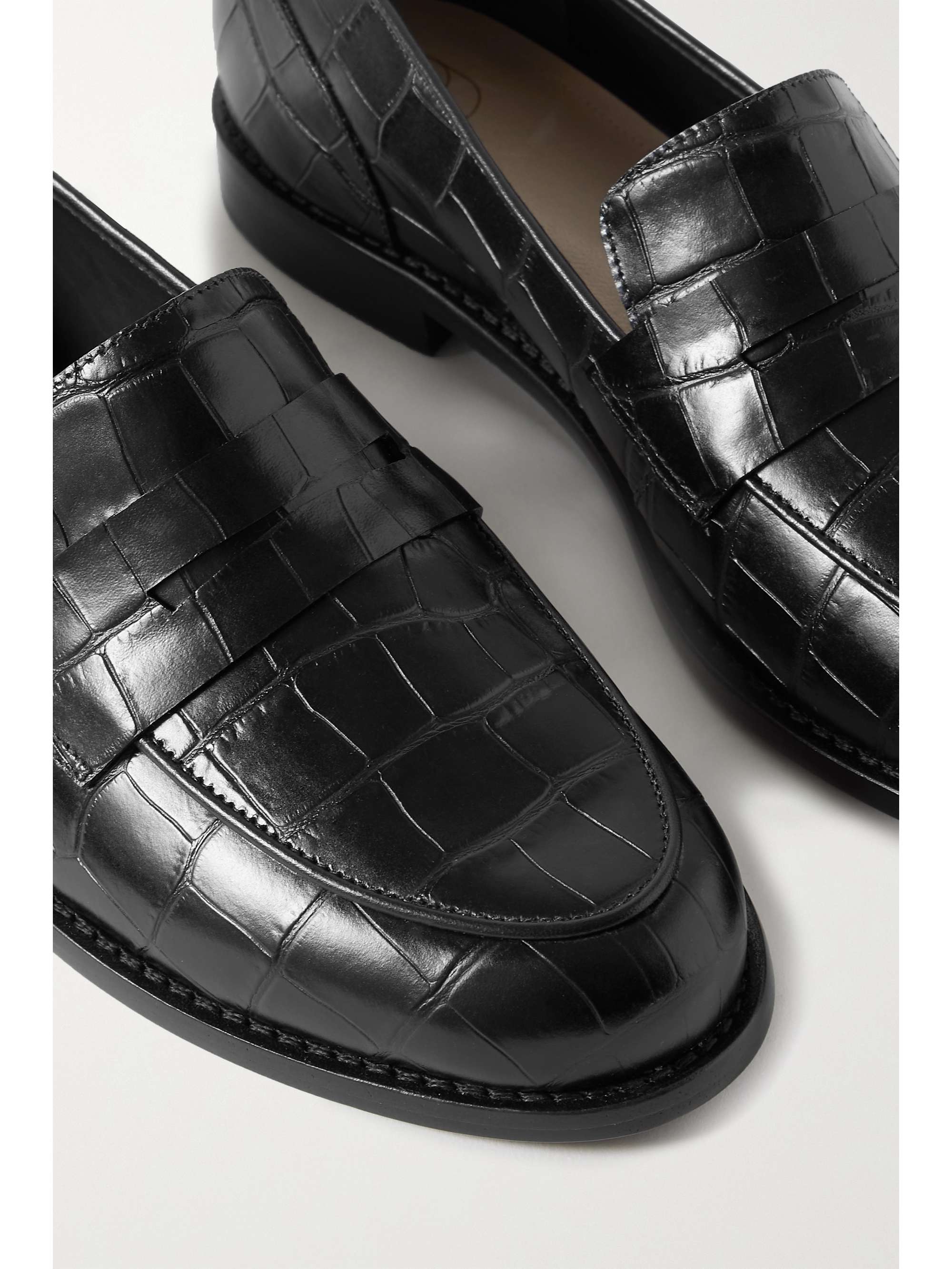 PORTE & PAIRE Croc-effect leather loafers