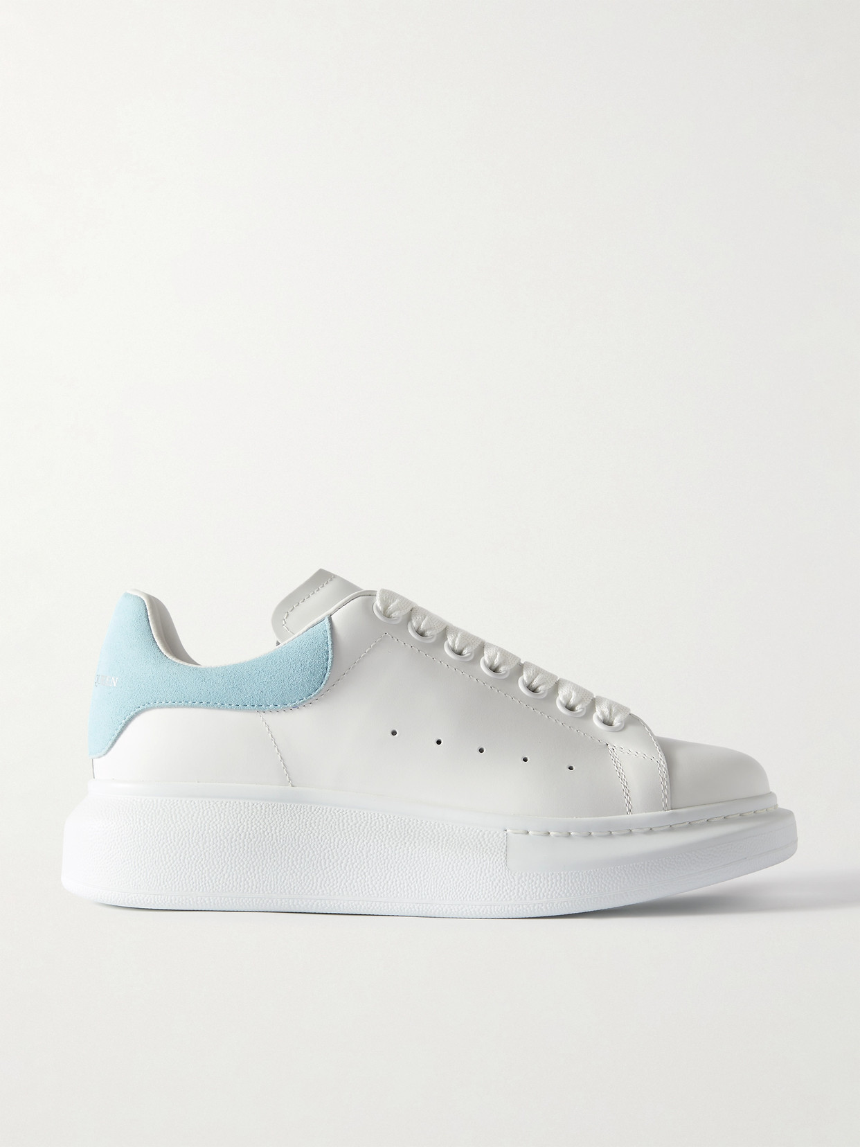 Shop Alexander Mcqueen Suede-trimmed Leather Exaggerated-sole Sneakers In White