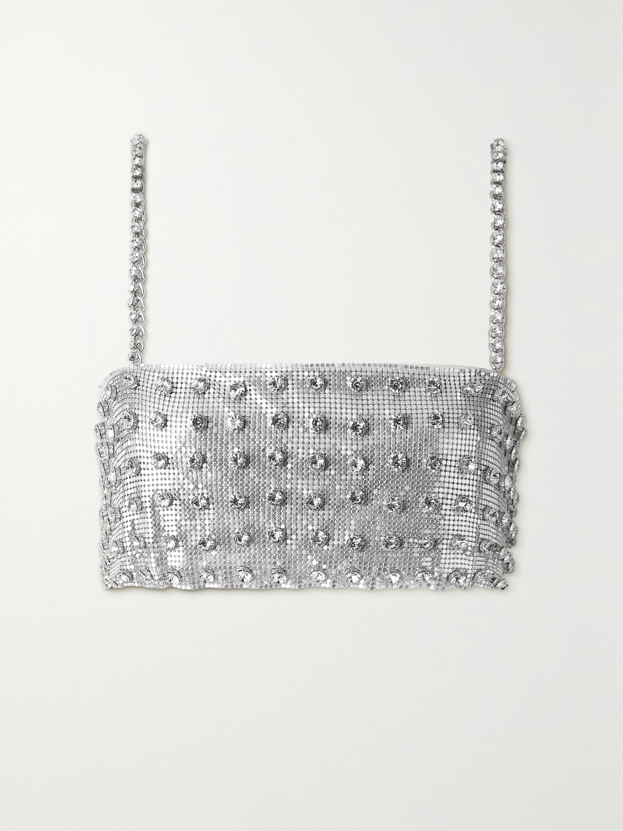 RETROFÉTE KAUREN CROPPED EMBELLISHED CHAINMAIL CAMISOLE