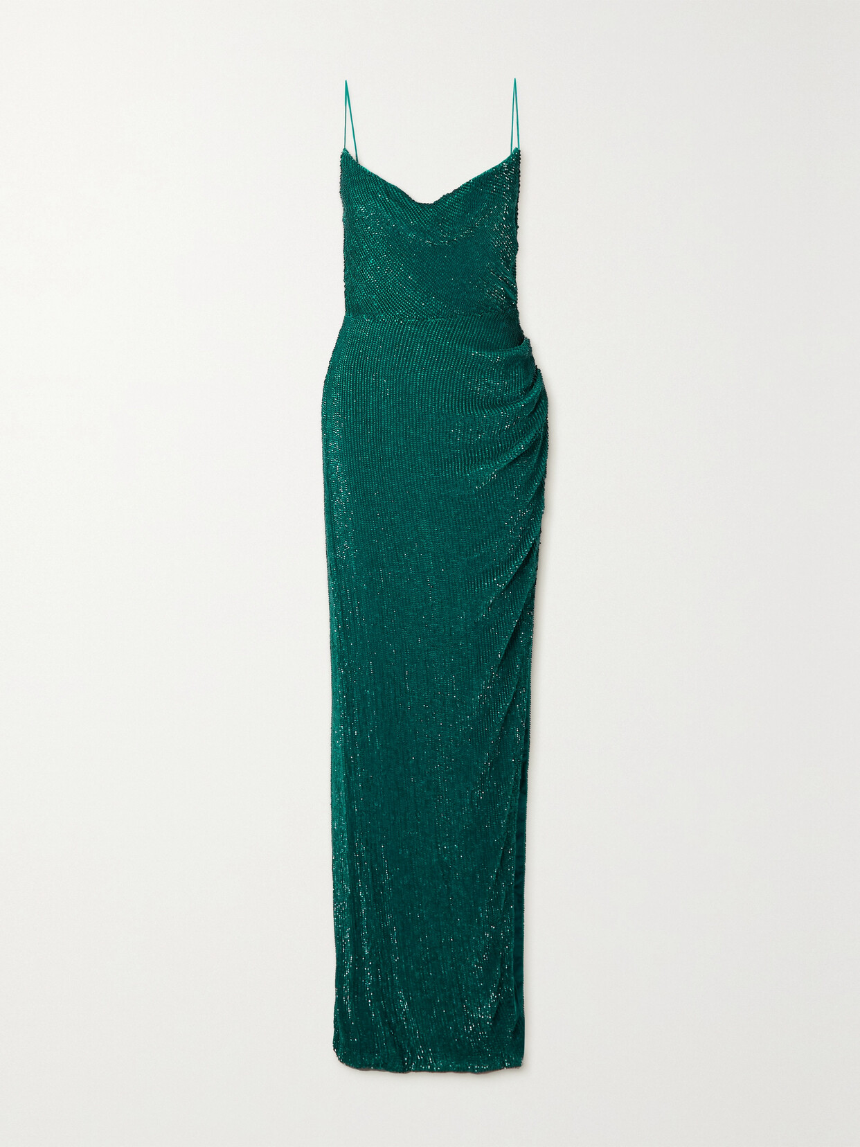 Retrofête Katya Draped Sequined Chiffon Gown - Green