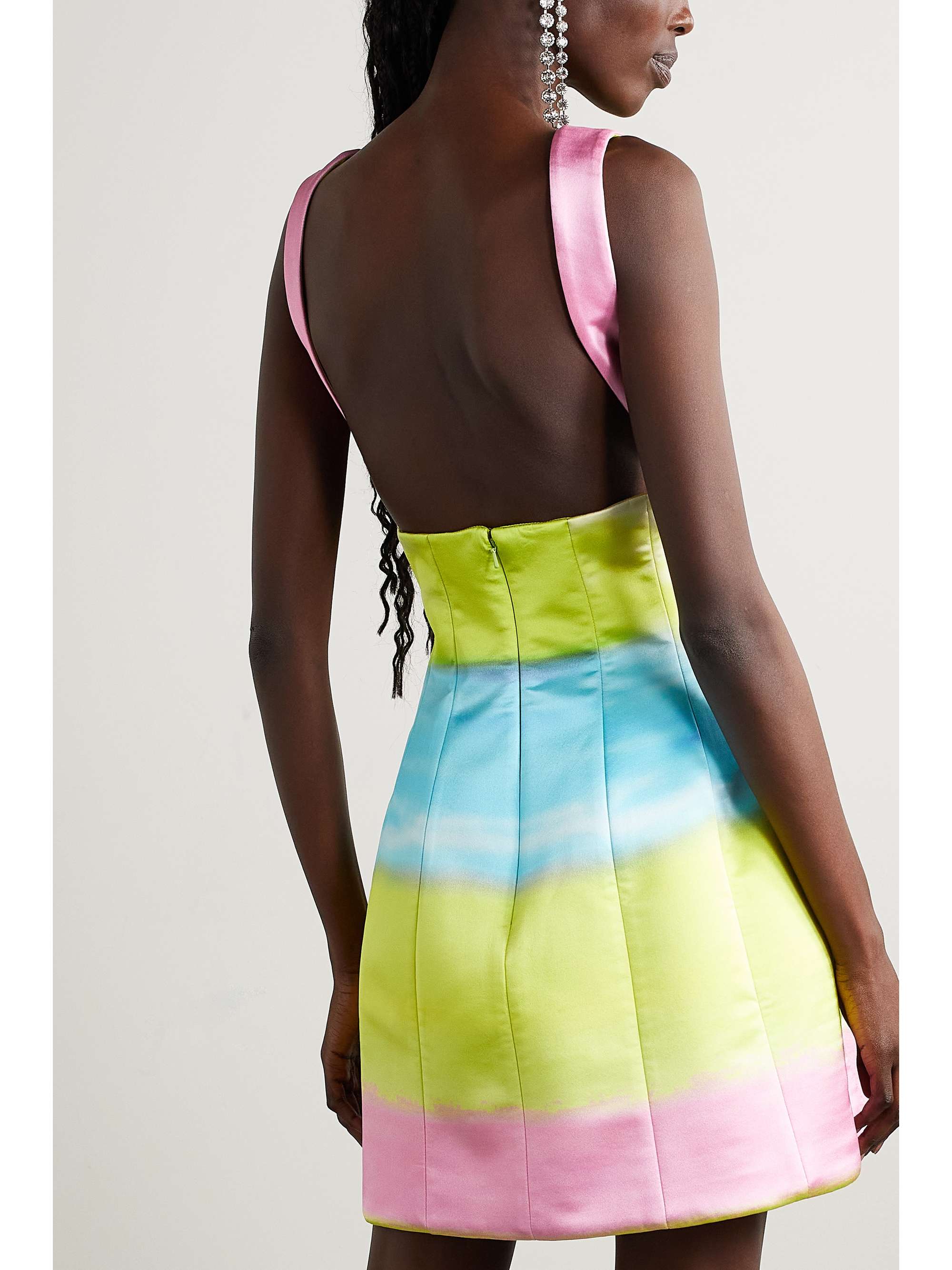 BRANDON MAXWELL シルクサテン ミニワンピース プリント入り