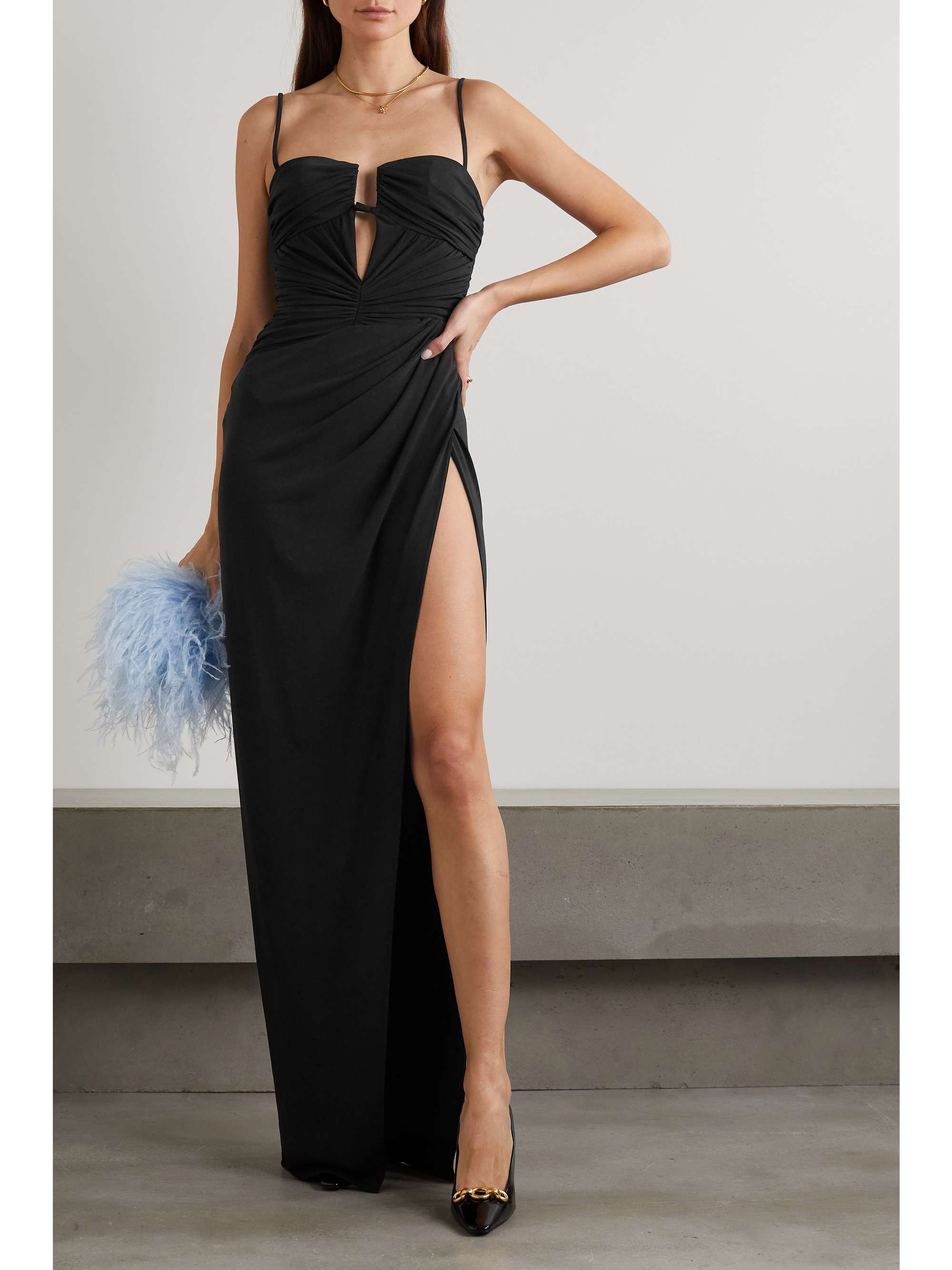 BRANDON MAXWELL ジャージー ガウン ルーシュ入り
