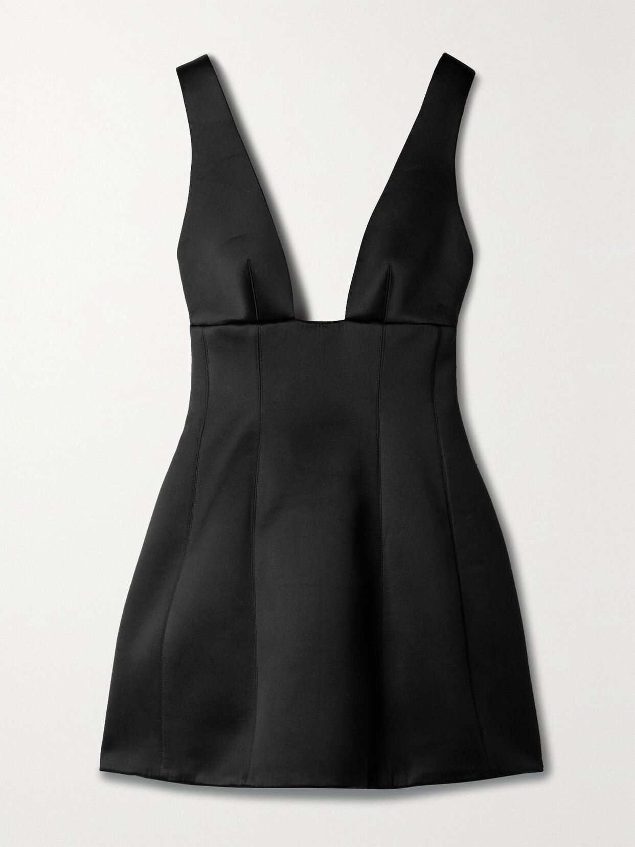 Brandon Maxwell - Silk-satin Mini Dress - Black