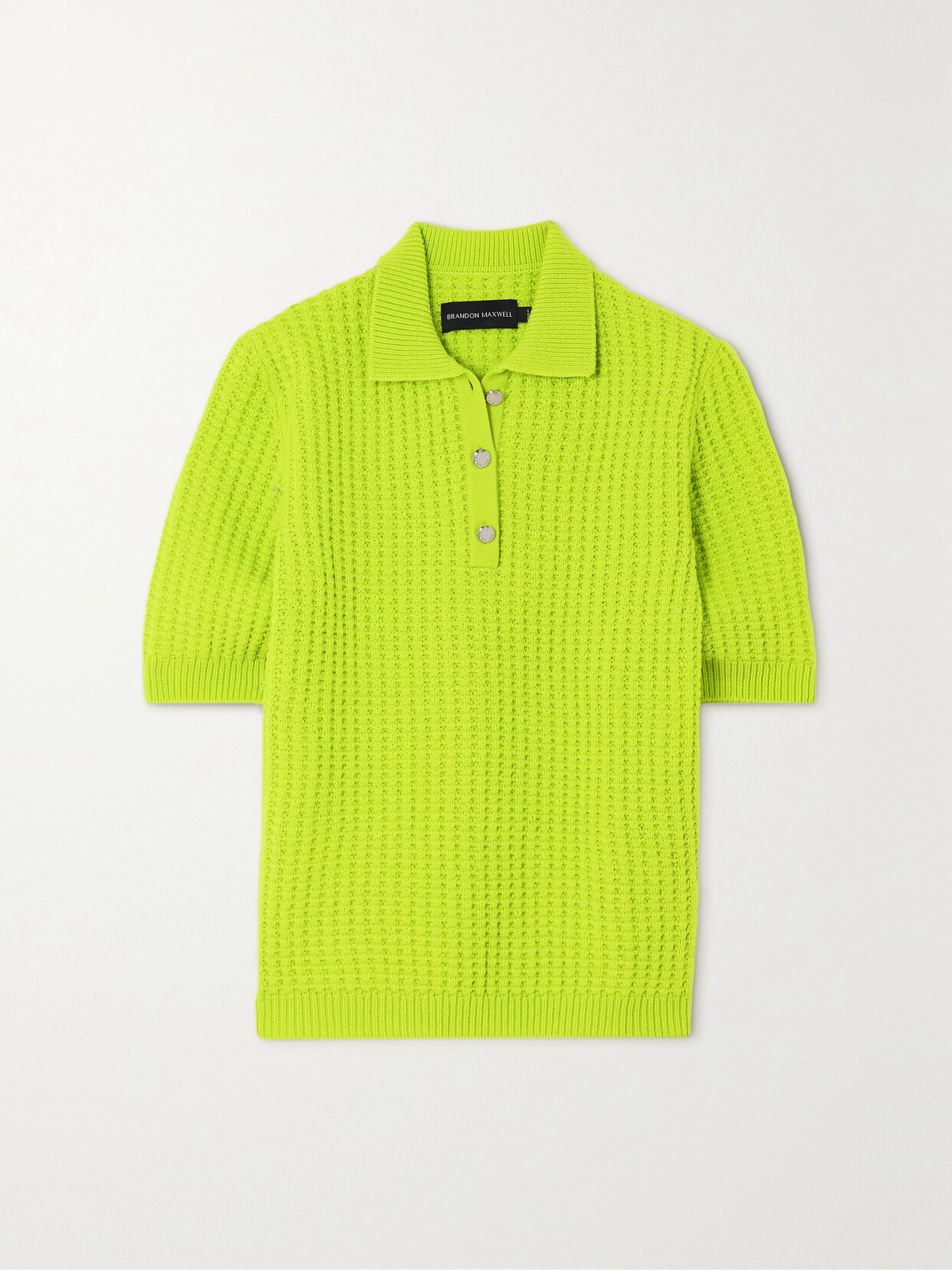 Brandon Maxwell - Radlie Neon Pointelle-knit Wool Polo Shirt - Green