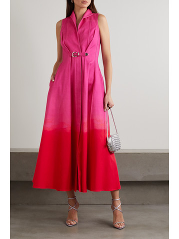 Brandon Maxwell Elaine belted two-tone cotton-blend twill midi dress