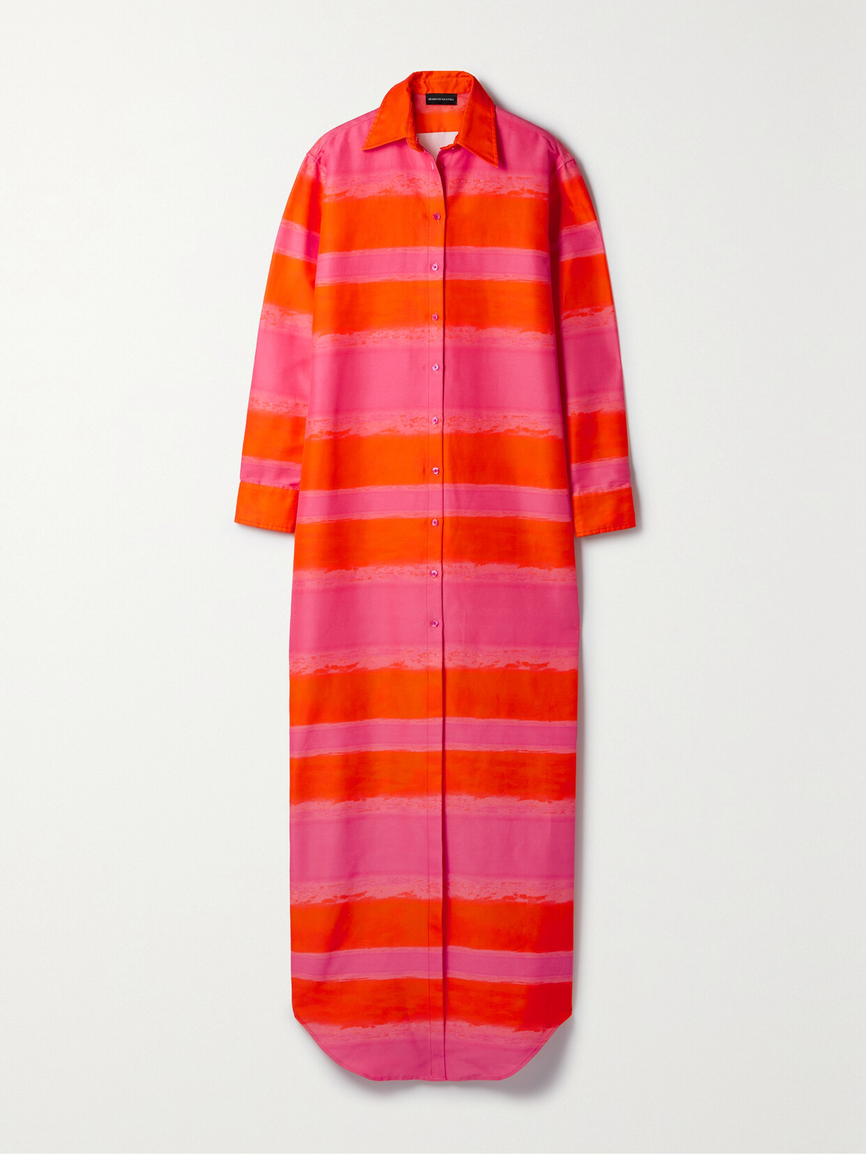 Brandon Maxwell - Striped Cotton And Silk-blend Faille Maxi Shirt Dress - Pink