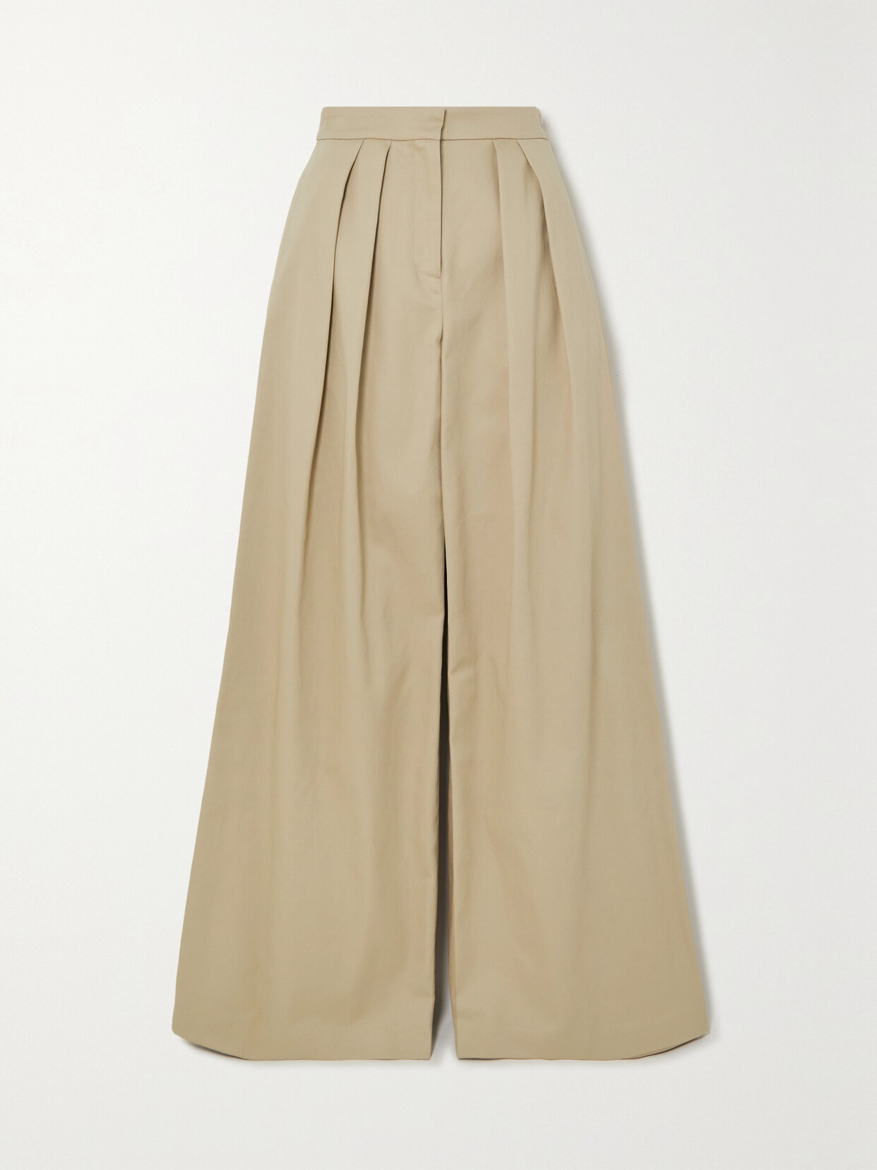 Brandon Maxwell - Hudson Pleated Cotton-twill Wide-leg Pants - Neutrals