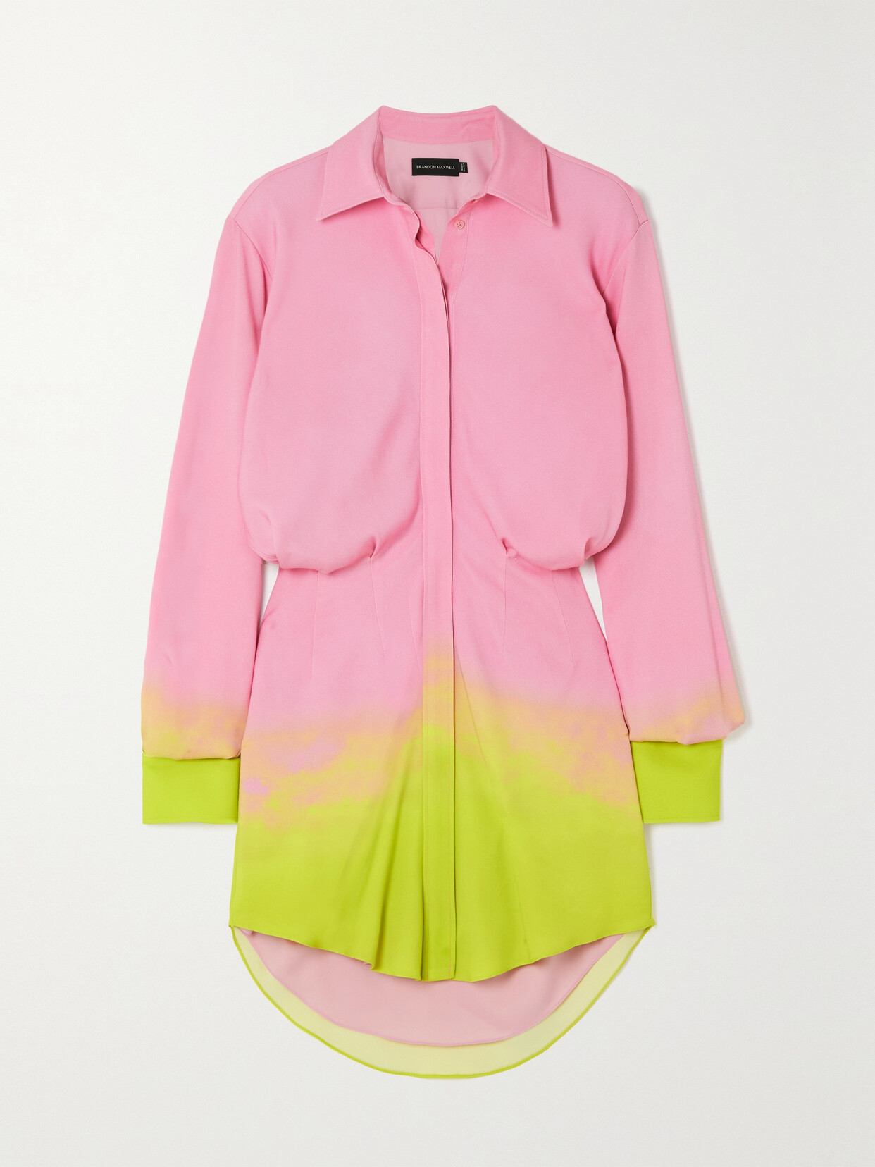 Brandon Maxwell - Two-tone Crepe Mini Shirt Dress - Pink