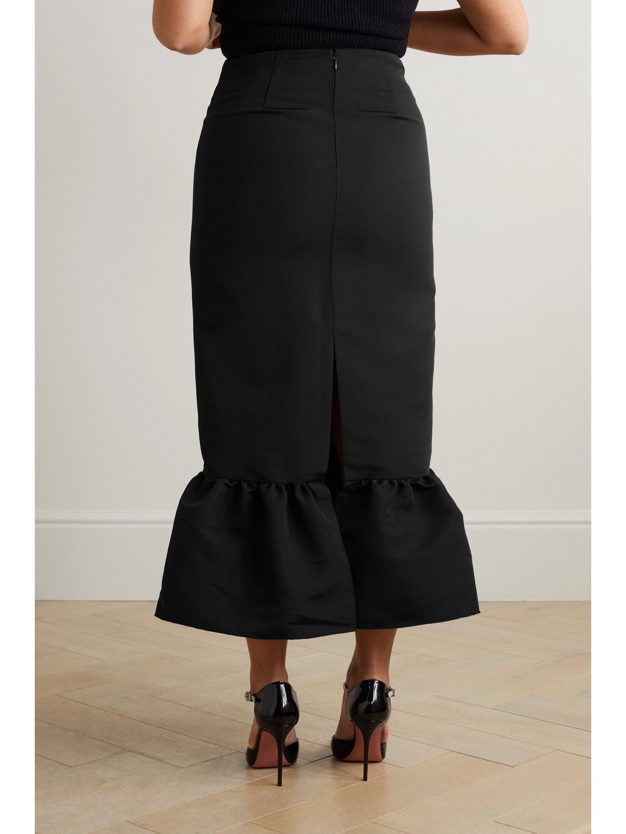 Ruffled Silk-Twill Midi