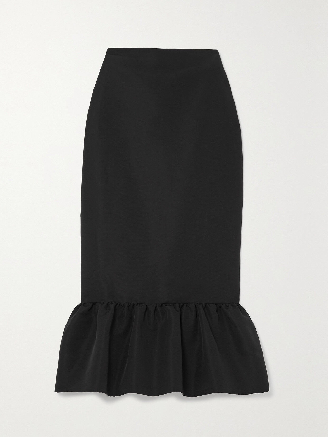 Brandon Maxwell - Ruffled Silk-twill Midi Skirt - Black