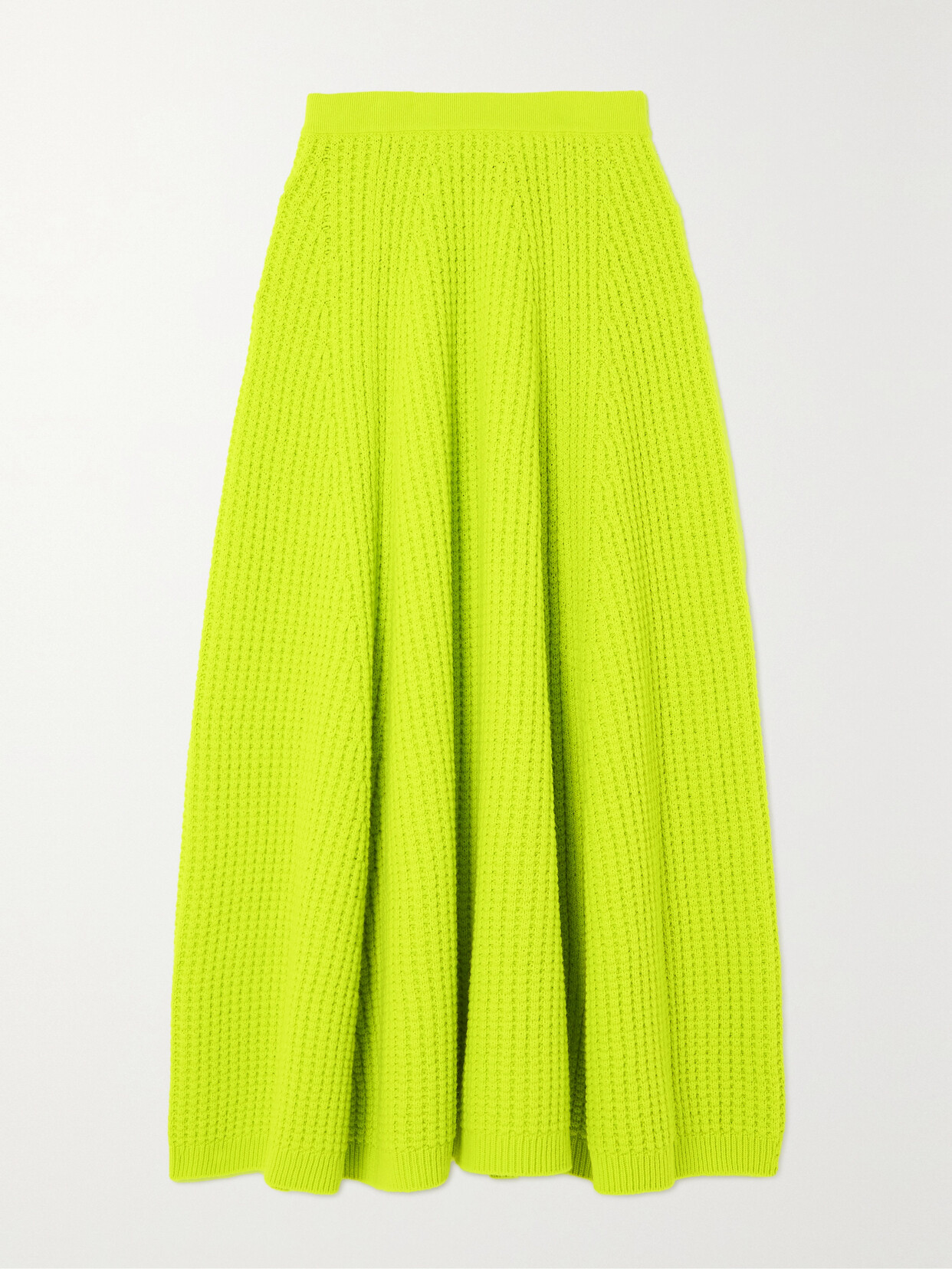 Brandon Maxwell - Lorna Neon Pointelle-knit Wool Maxi Skirt - Green