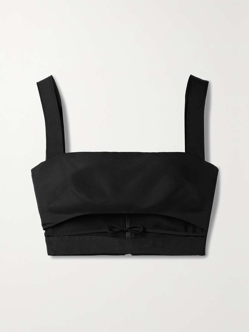 Brandon Maxwell Cropped Cutout Silk-faille Top