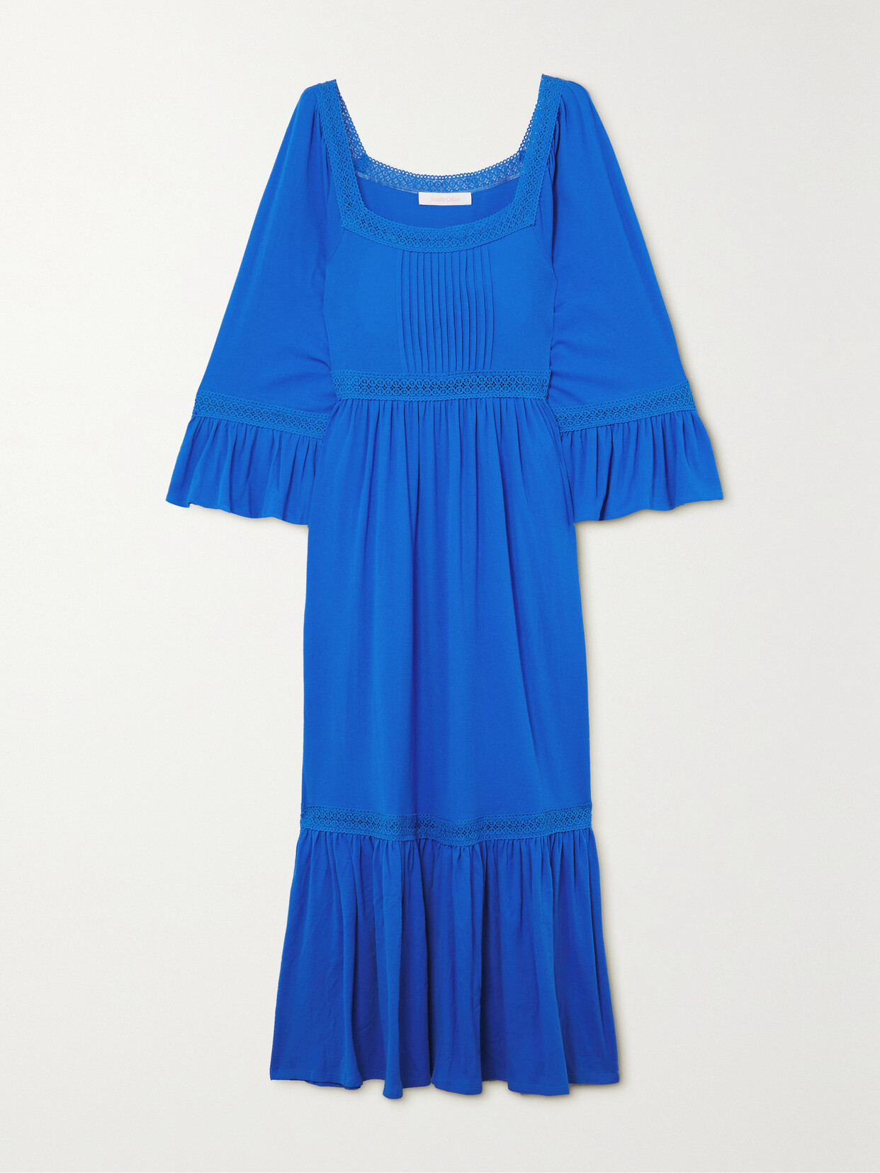 See By Chloé Tiered Lace-trimmed Cotton Maxi Dress In Blue