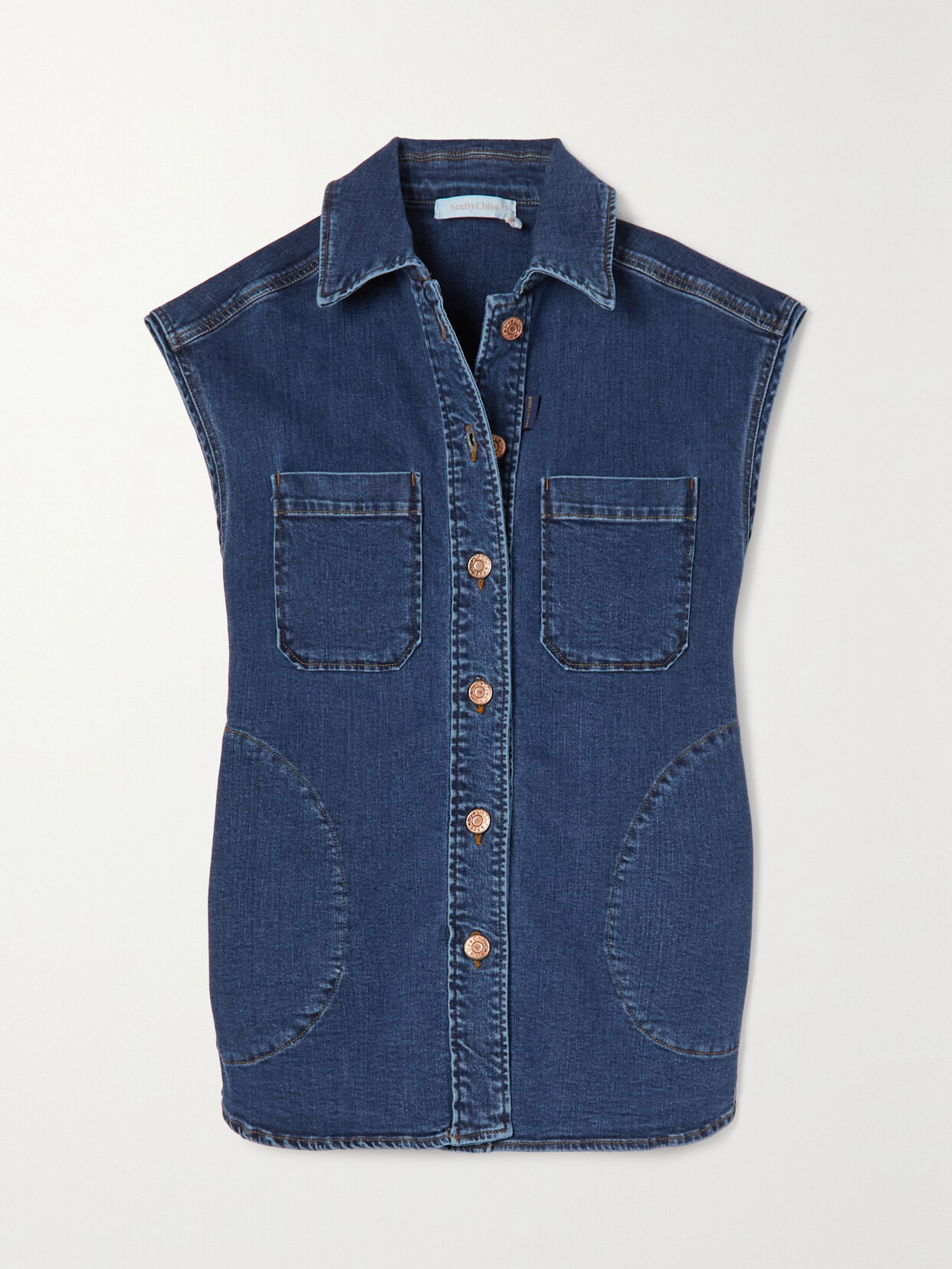 See By Chloé Veste Sans Manches Oversize Femme Bleu Taille M 99% Coton, 1% Élasthanne In Blue