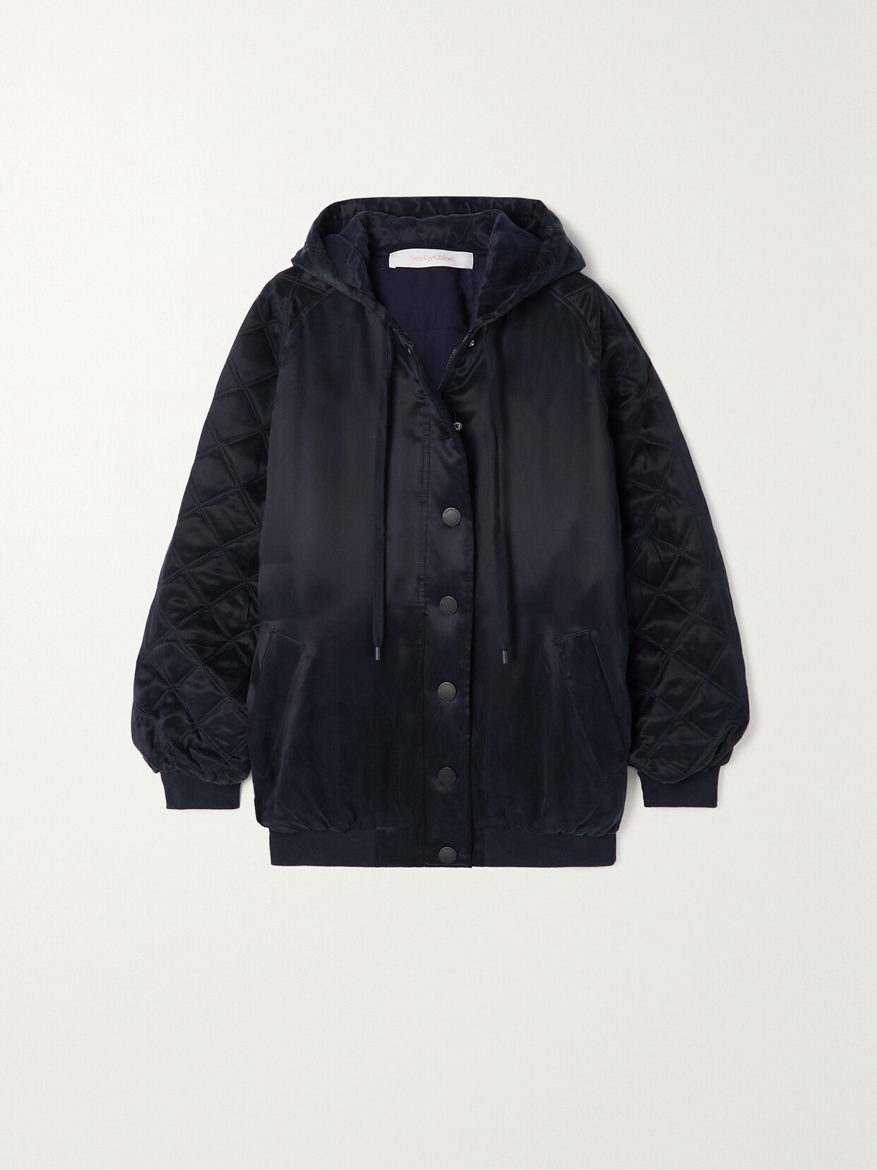 See By Chloé Hooded Shell Bomber Jacket In Blue