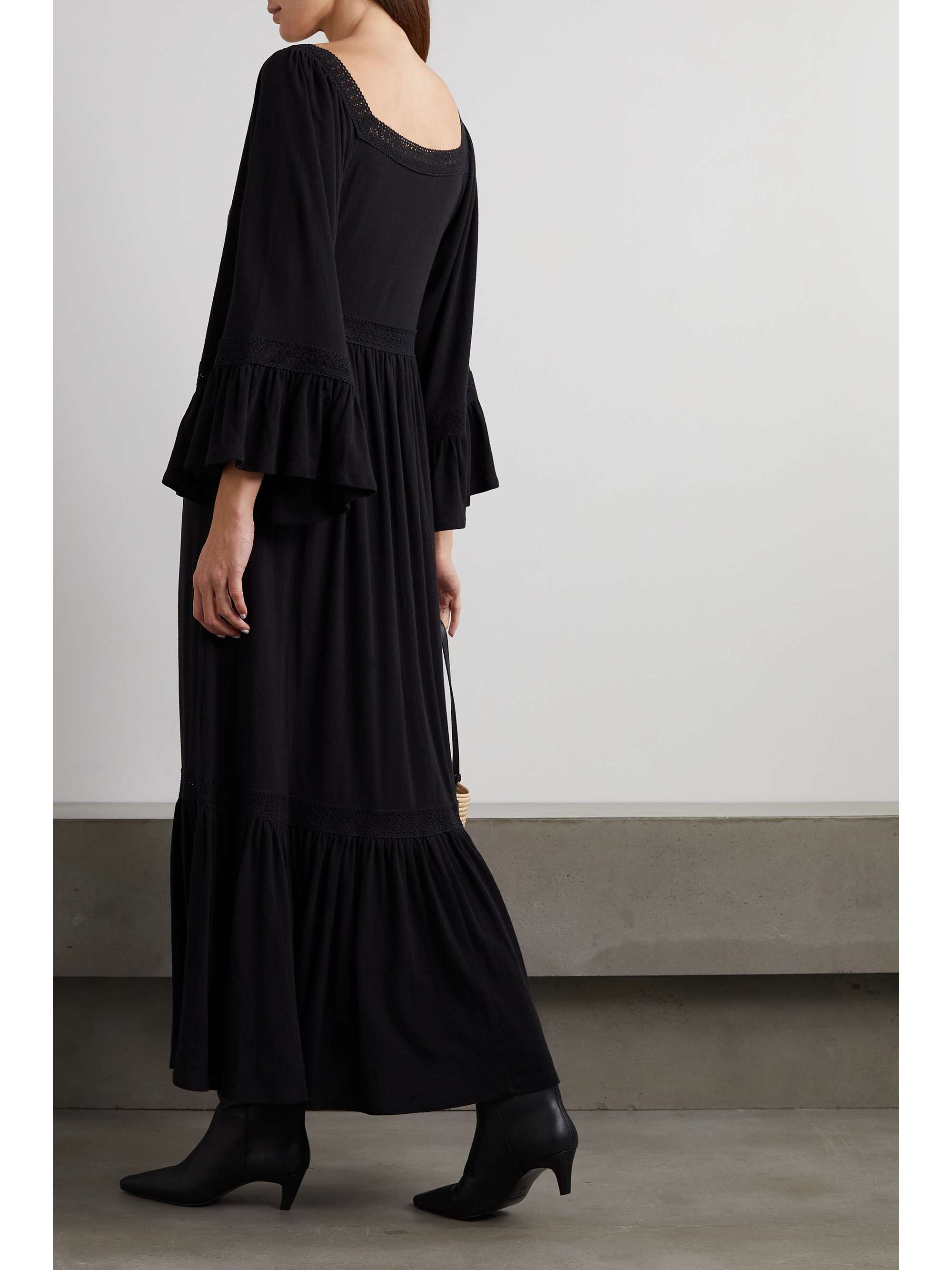 SEE BY CHLOÉ Tiered lace-trimmed cotton maxi dress