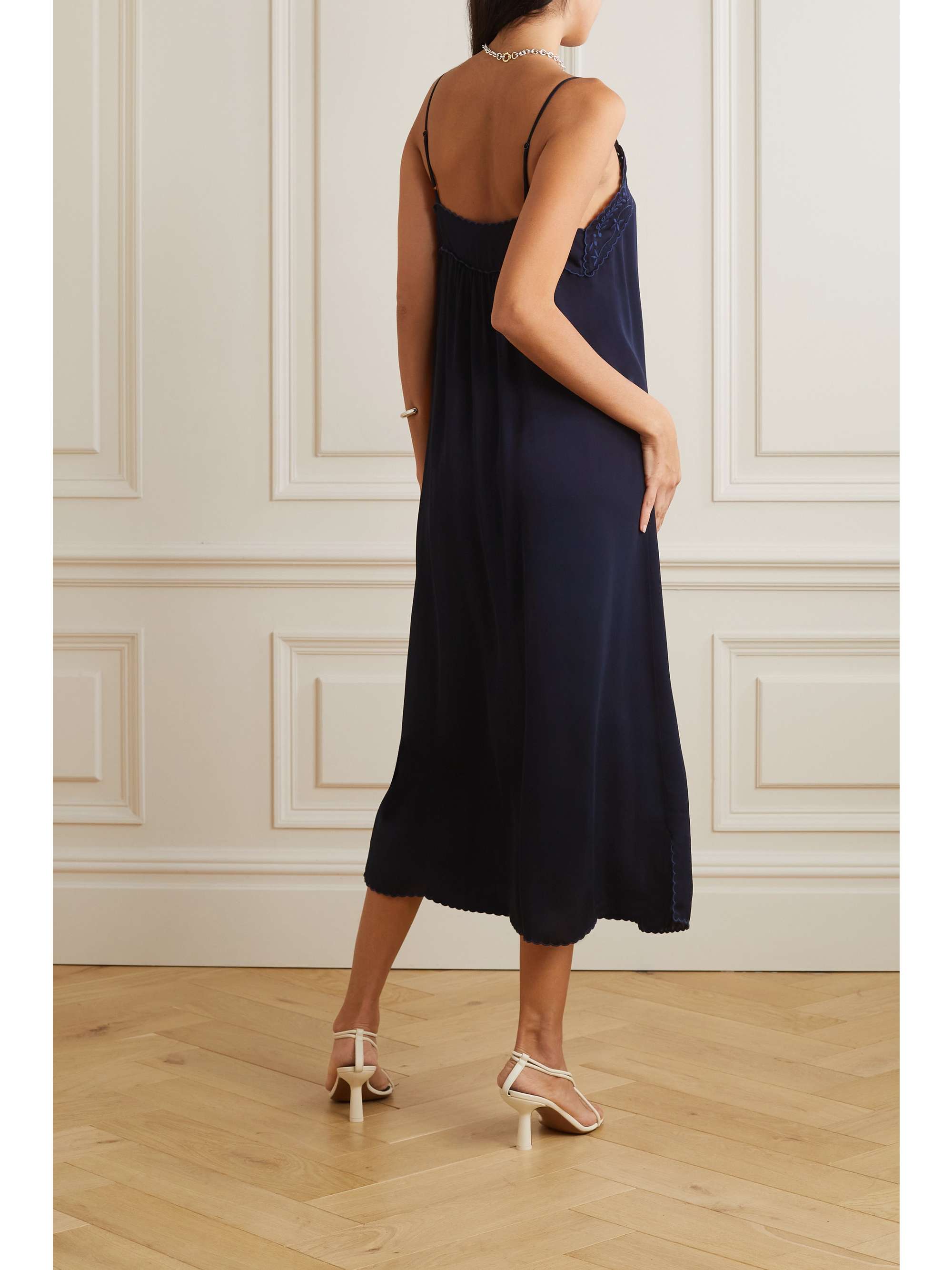SEE BY CHLOÉ Embroidered satin midi dress