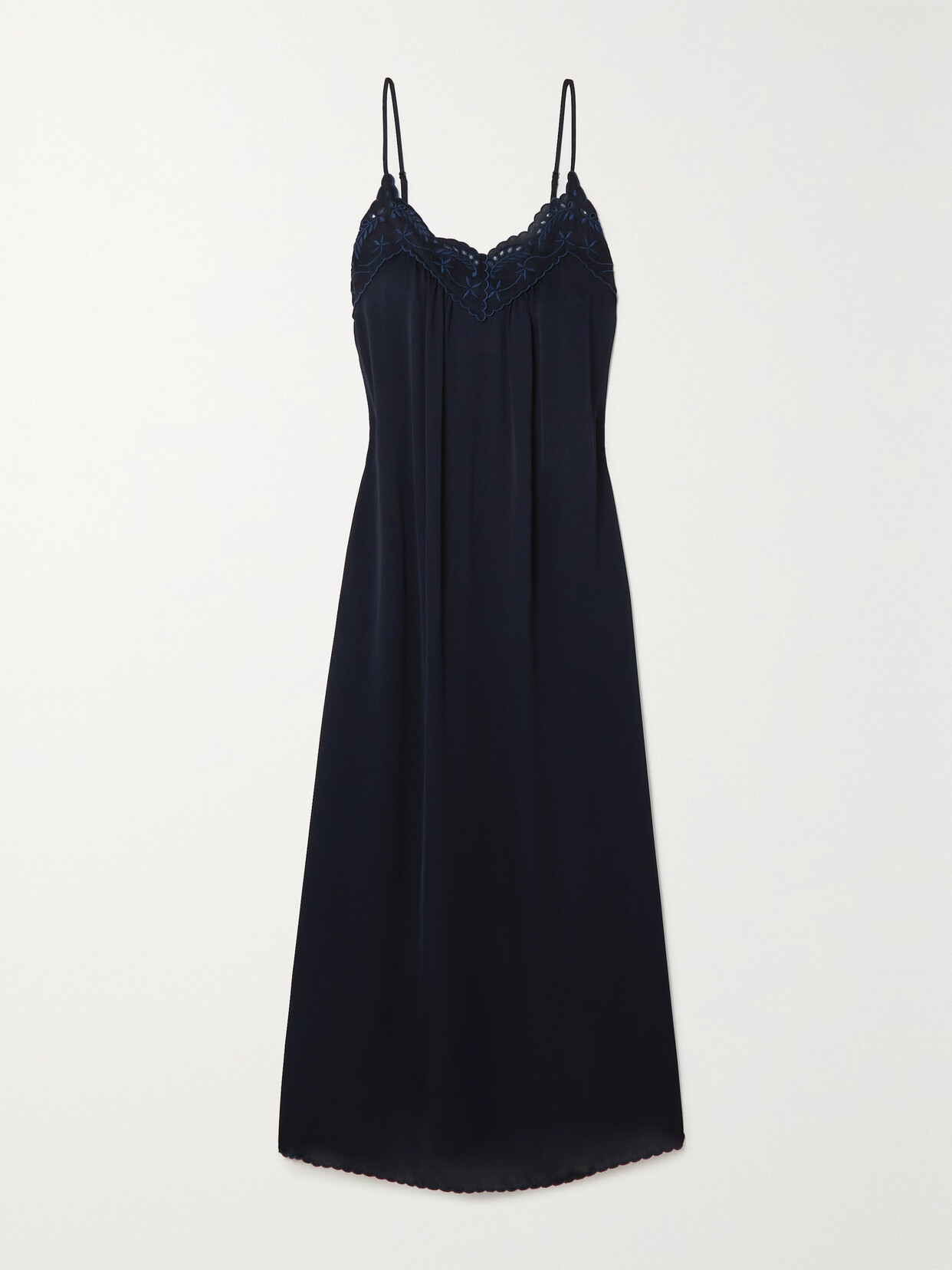 See By Chloé Embroidered Satin Midi Dress In Black