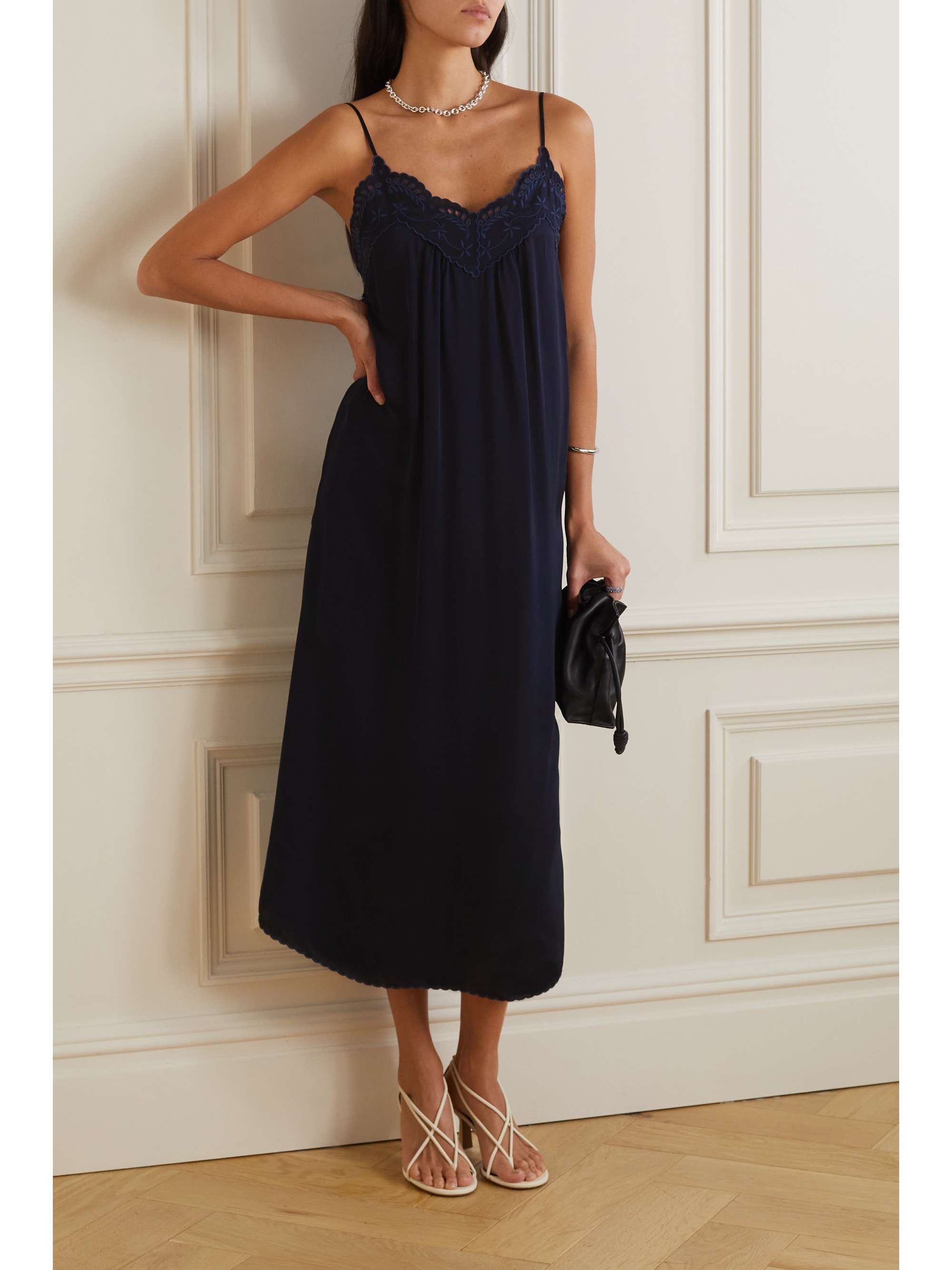 SEE BY CHLOÉ Embroidered satin midi dress