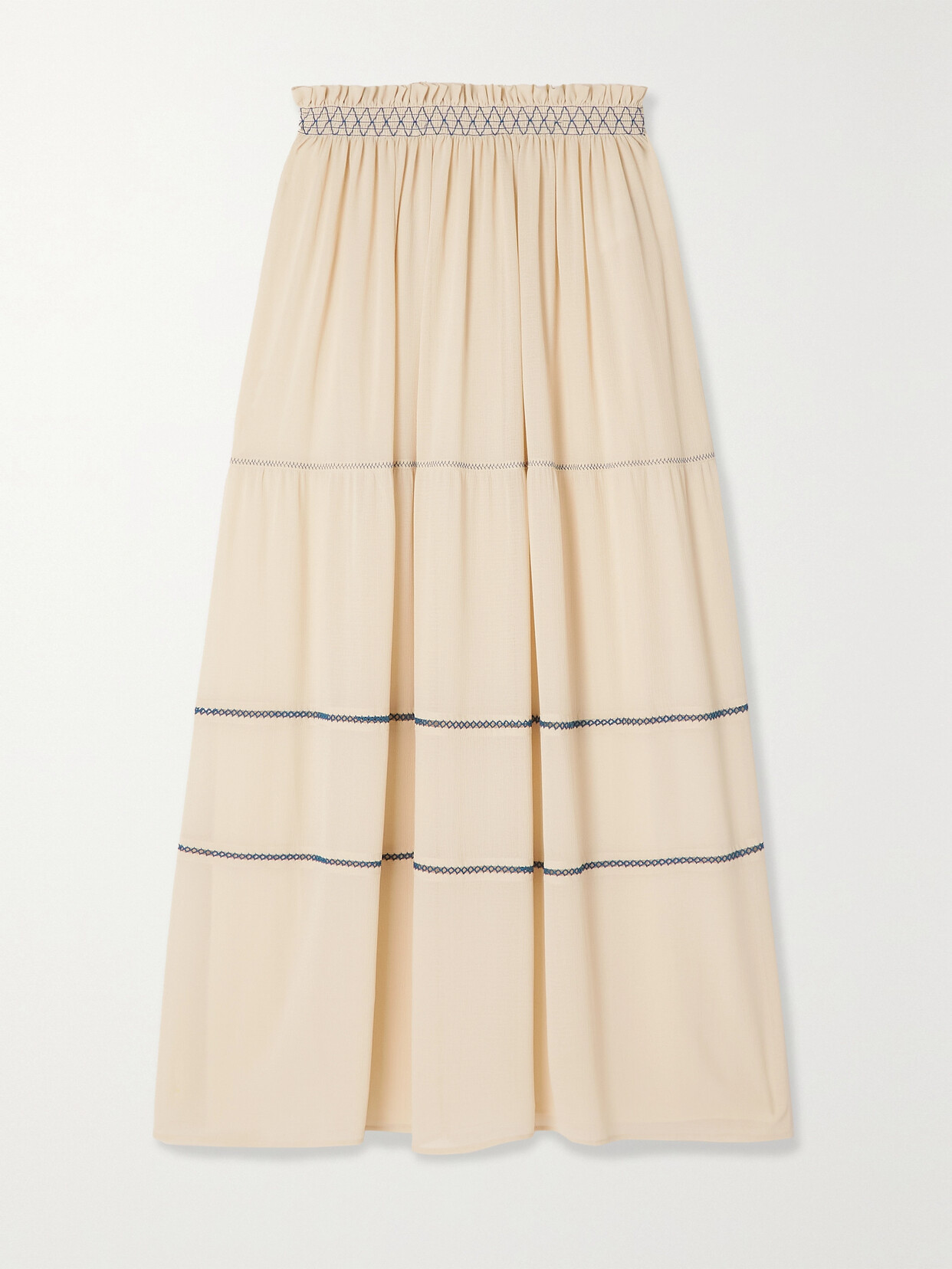 See By Chloé Embroidered Georgette Maxi Skirt - Cream