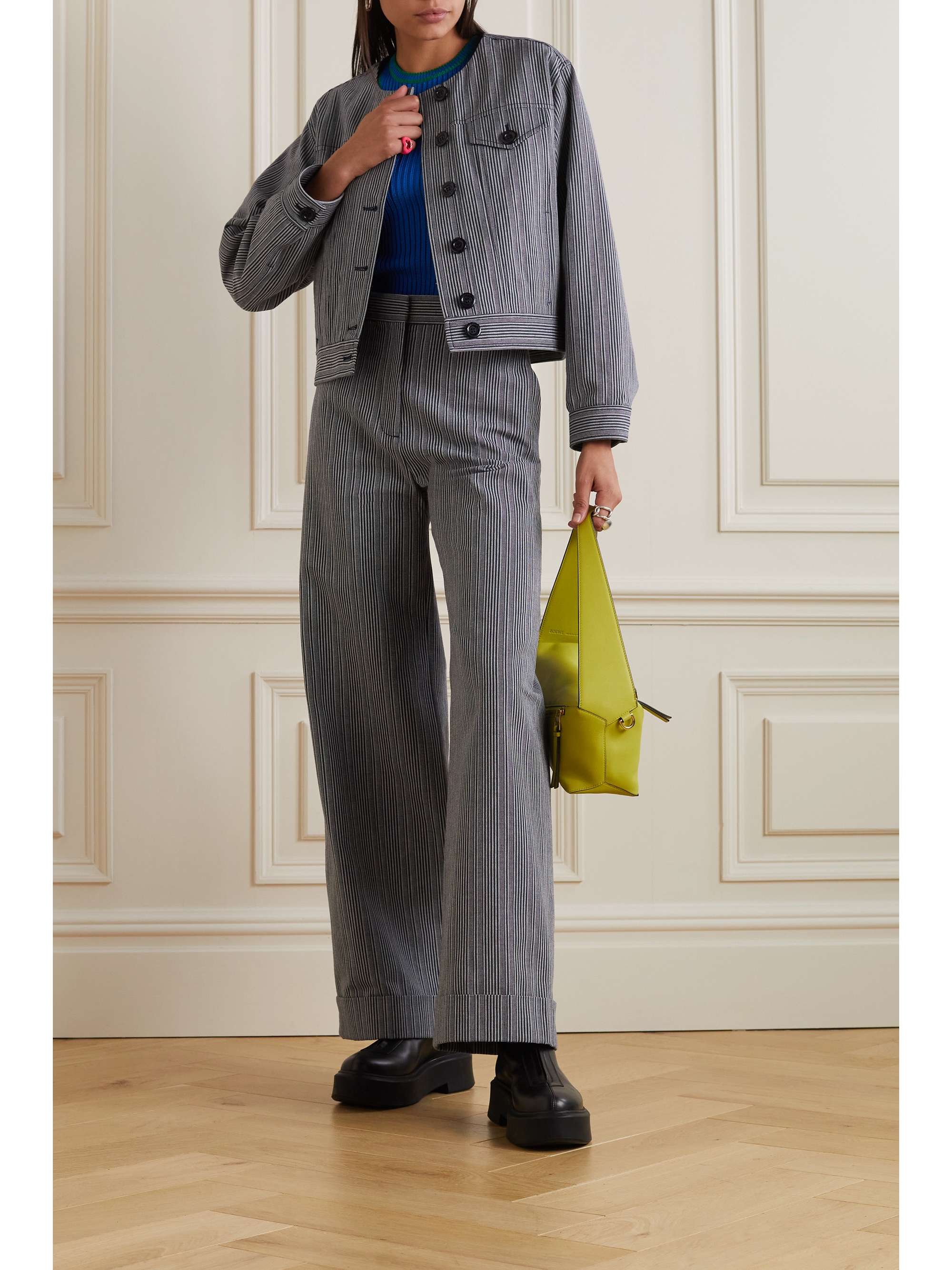 SEE BY CHLOÉ Cropped striped cotton jacket