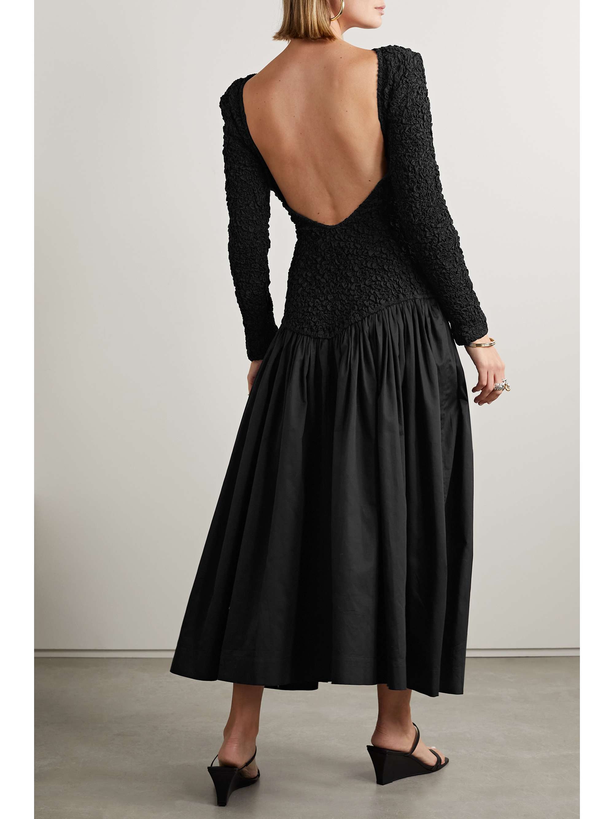 MARA HOFFMAN + NET SUSTAIN Mereba organic cottonpoplin and popcorn jersey midi dress NETAPORTER