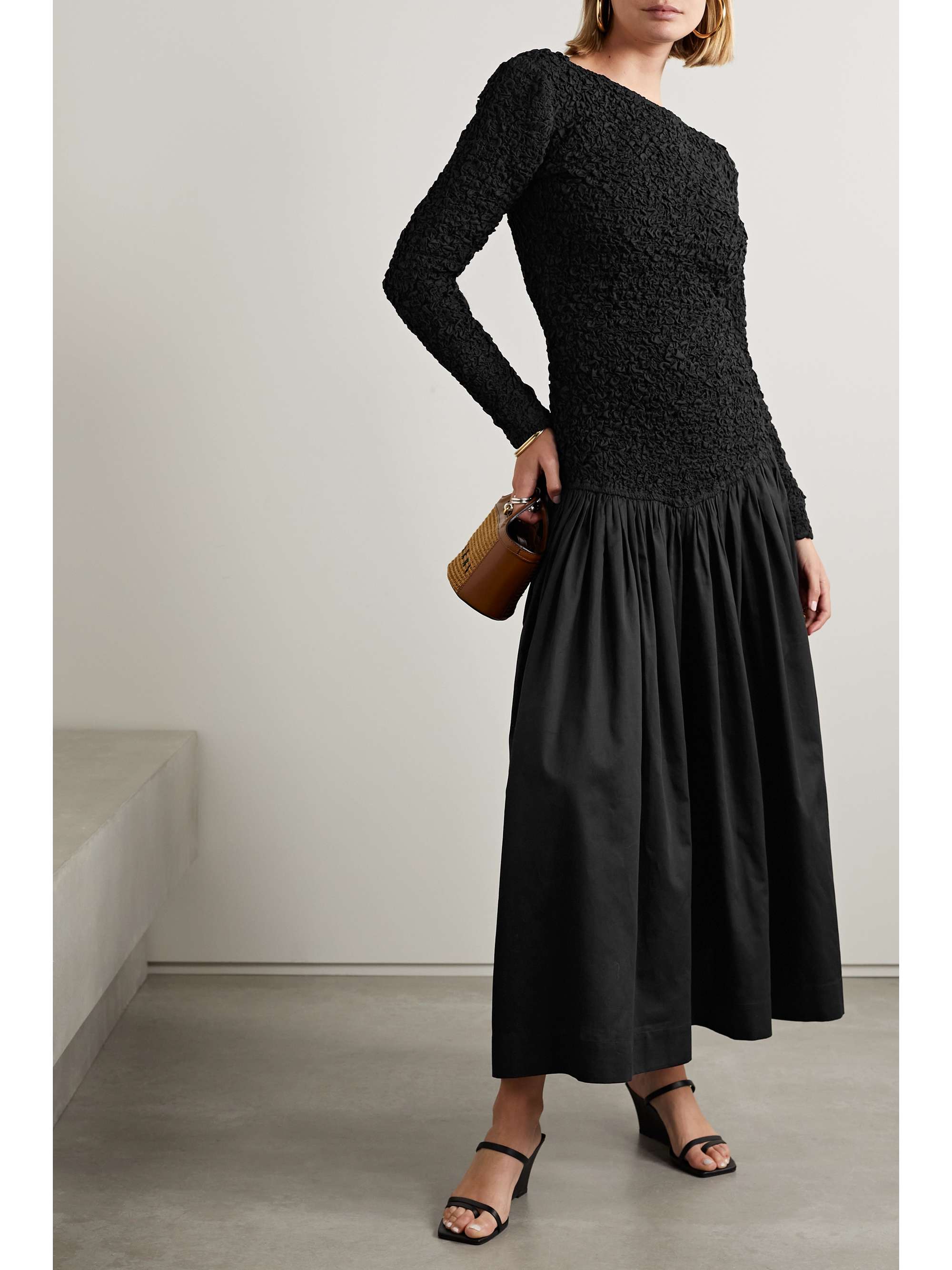 MARA HOFFMAN + NET SUSTAIN Mereba organic cottonpoplin and popcorn jersey midi dress NETAPORTER