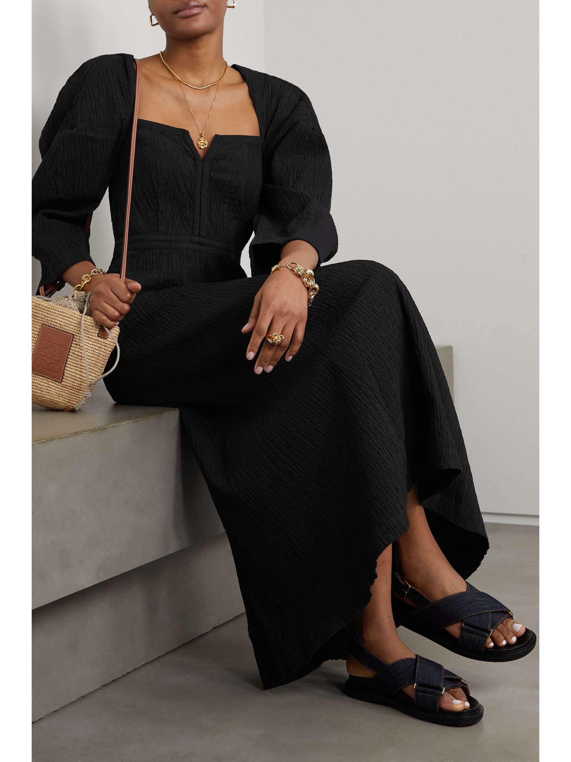 MARA HOFFMAN + NET SUSTAIN Violeta textured stretch organic cotton midi dress