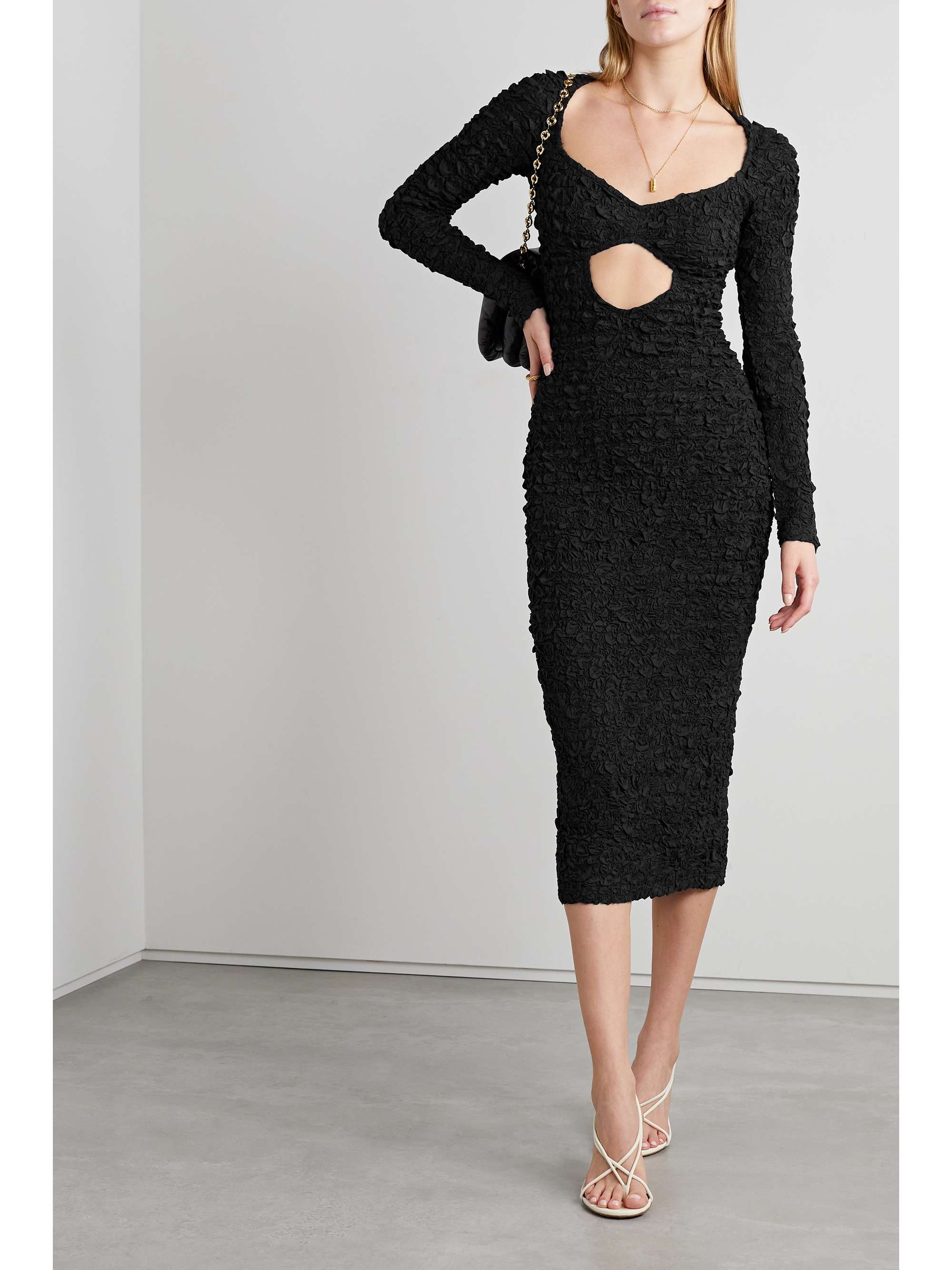 MARA HOFFMAN + NET SUSTAIN Dione cutout TENCEL modal popcorn jersey midi  dress | NET-A-PORTER