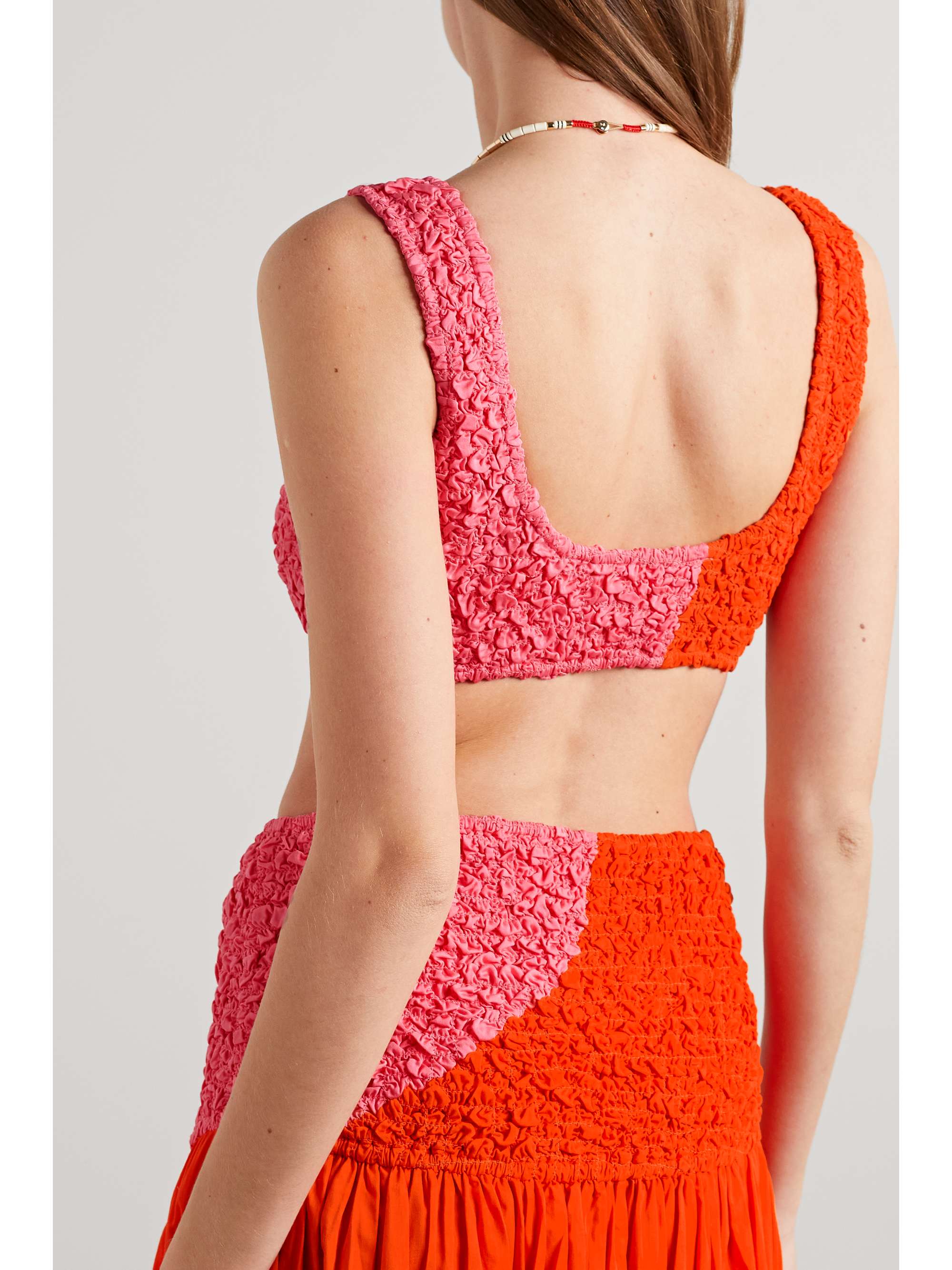 MARA HOFFMAN + NET SUSTAIN Shelly two-tone organic cotton-popcorn jersey top