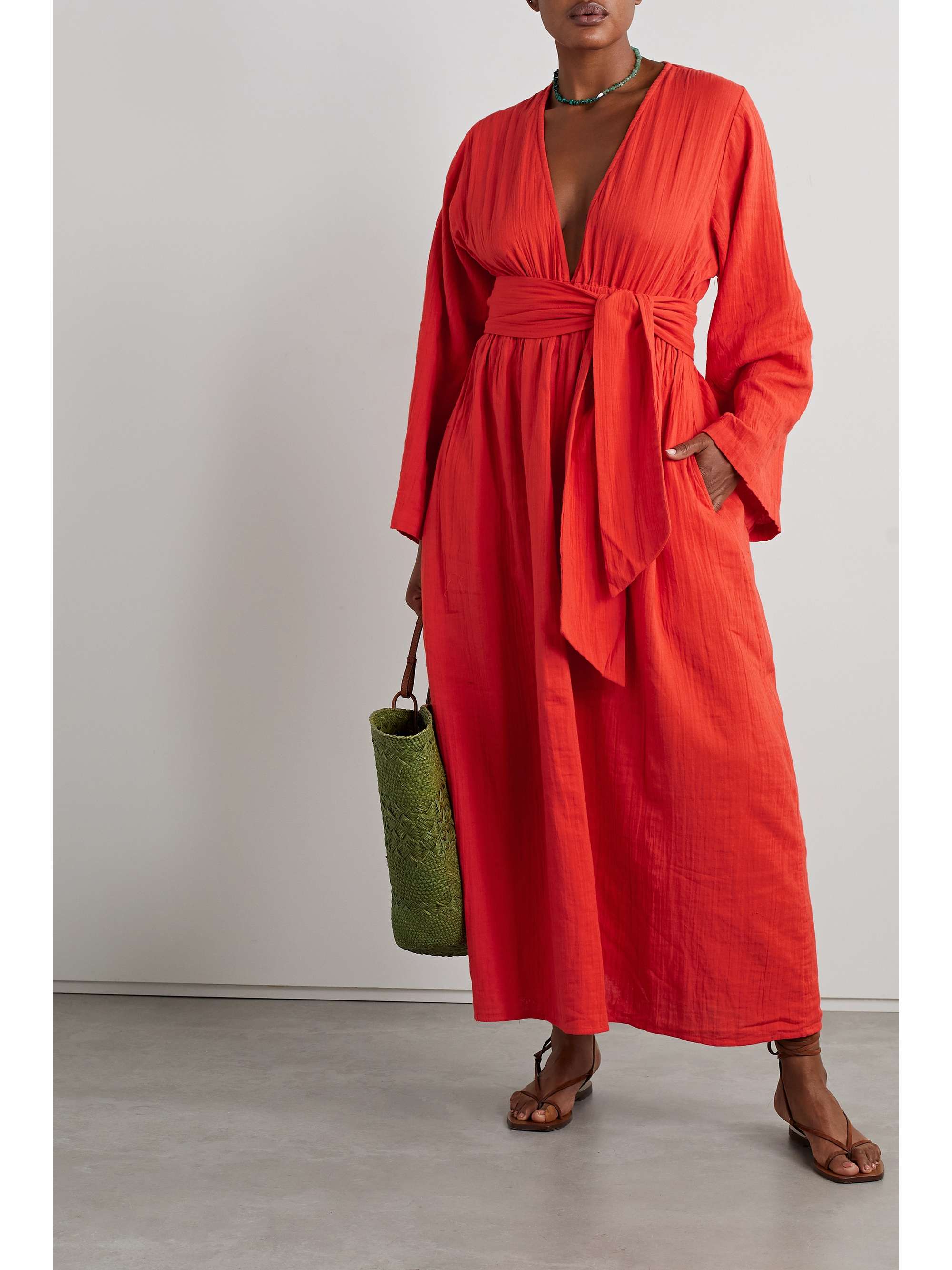 MARA HOFFMAN + NET SUSTAIN Blair belted organic cotton-crepon coverup